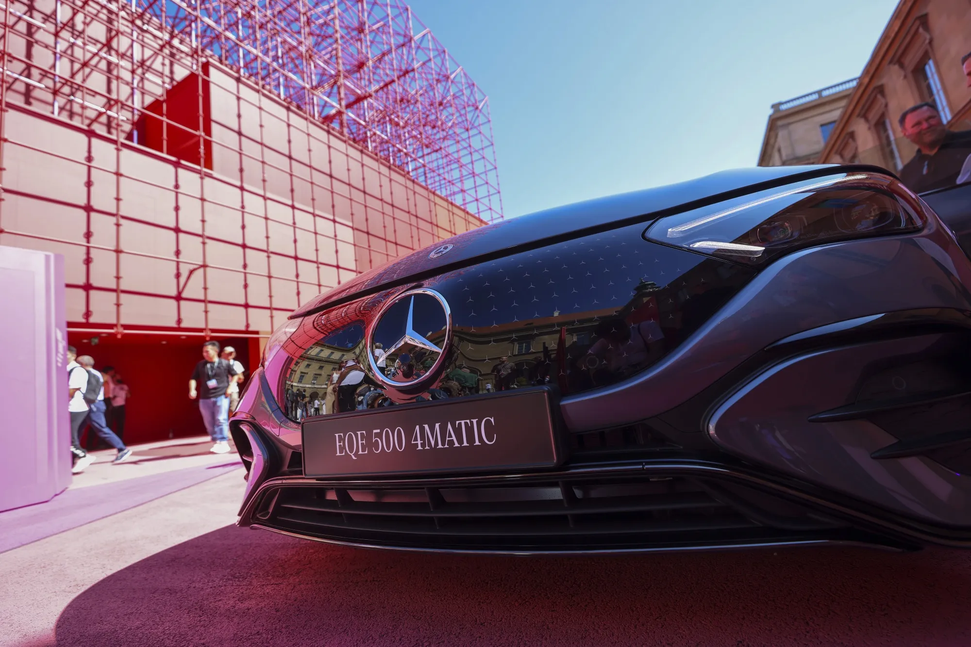 A Mercedes EQE 500 4Matic electric vehicle during the Munich Motor Show.