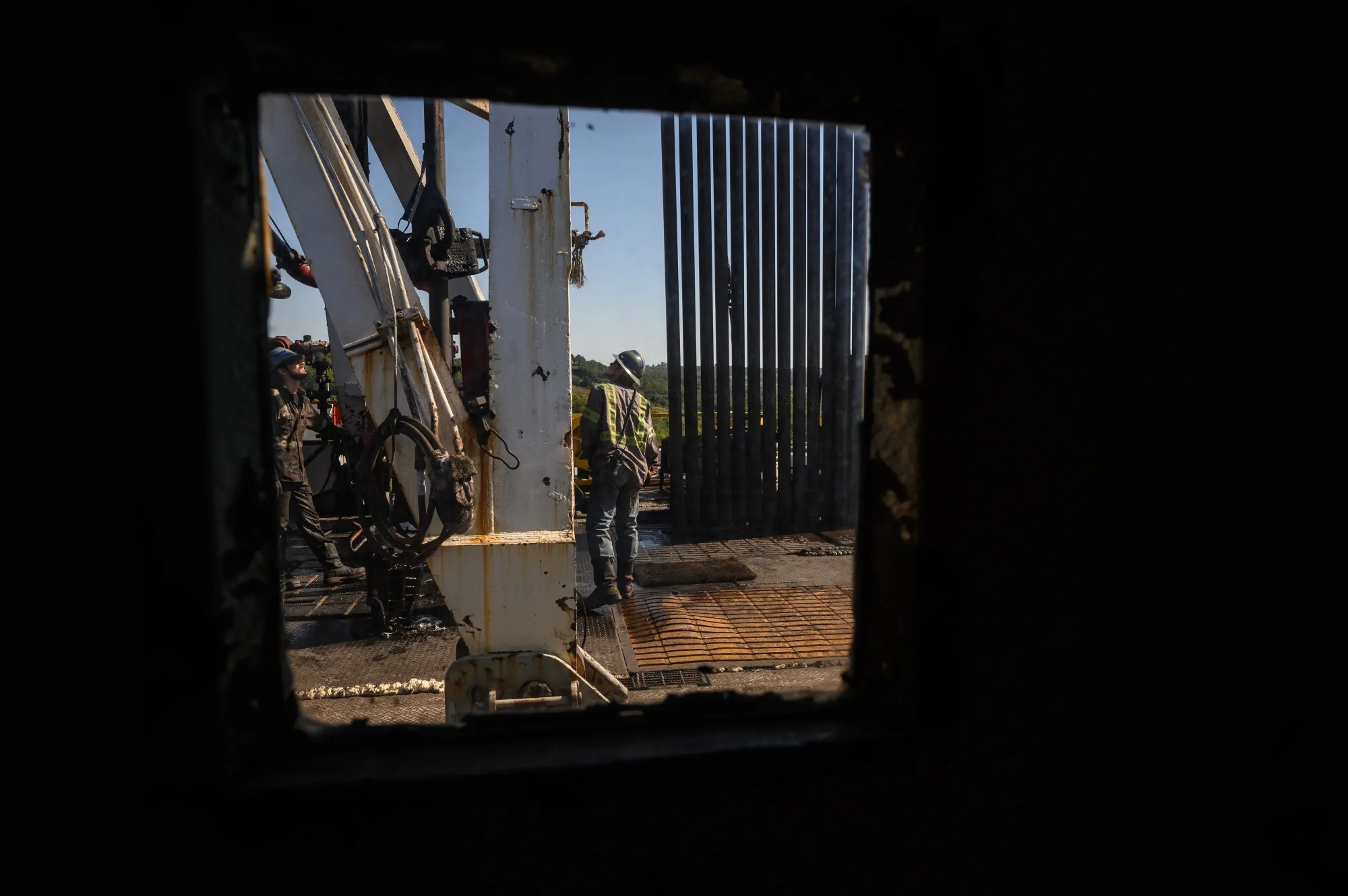 An oil drilling rig.