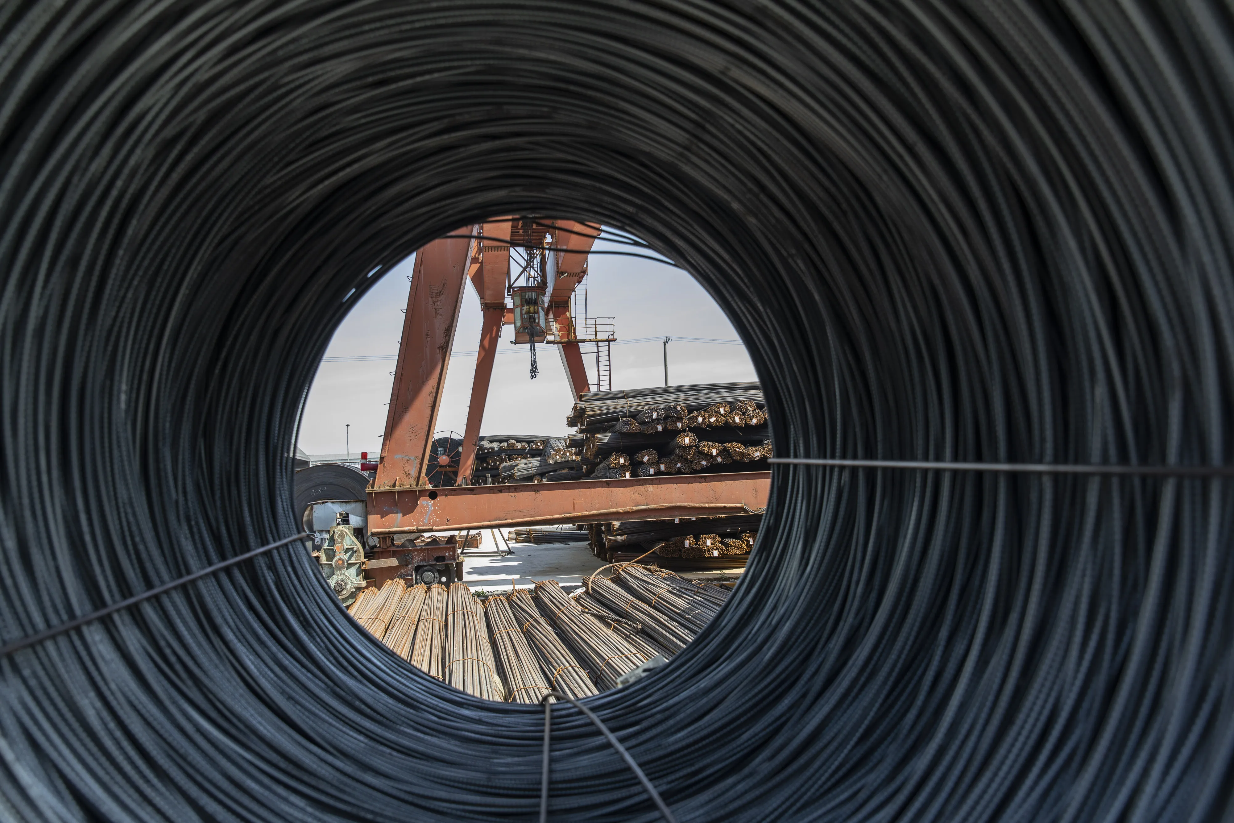 Steel roll at a metal stock yard in Shanghai.
