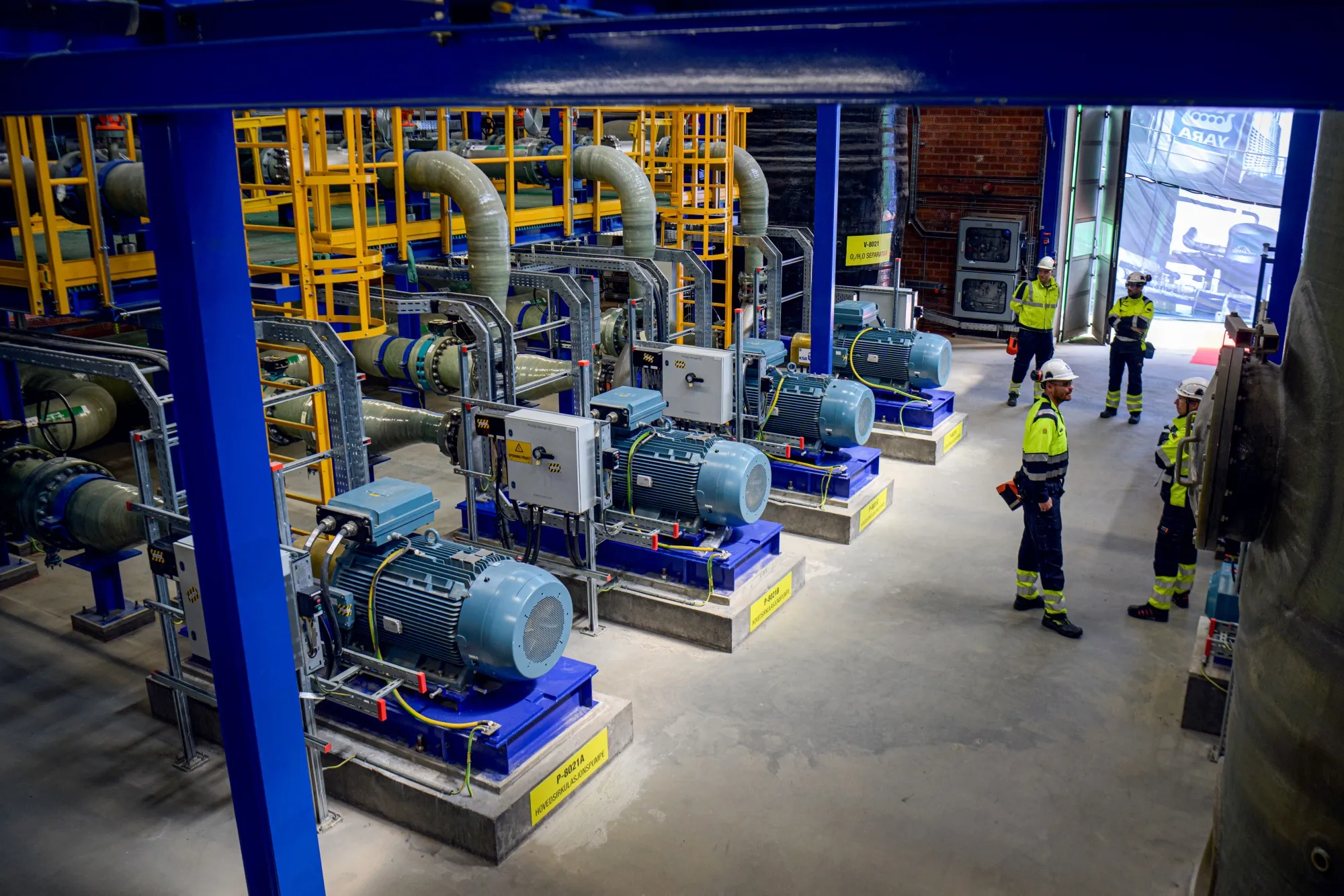 Machinery at Yara International ASA's 24-megawatt plant for renewable hydrogen production at the company's Heroya industrial facility in Porsgrunn, Norway.