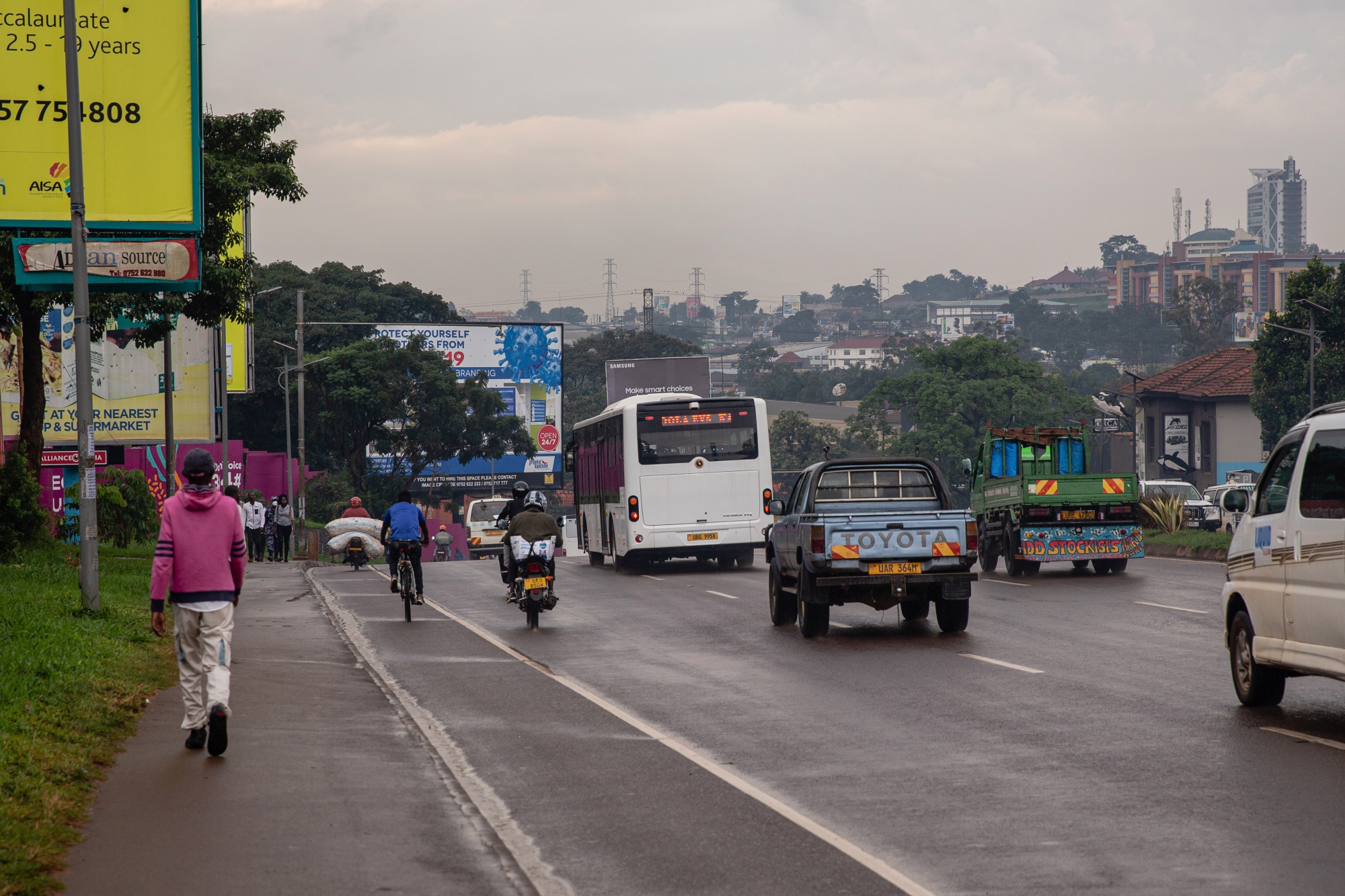 The Kayoola EVS bus&nbsp;on the streets of Kampala, Uganda on July 17, 2020.&nbsp;