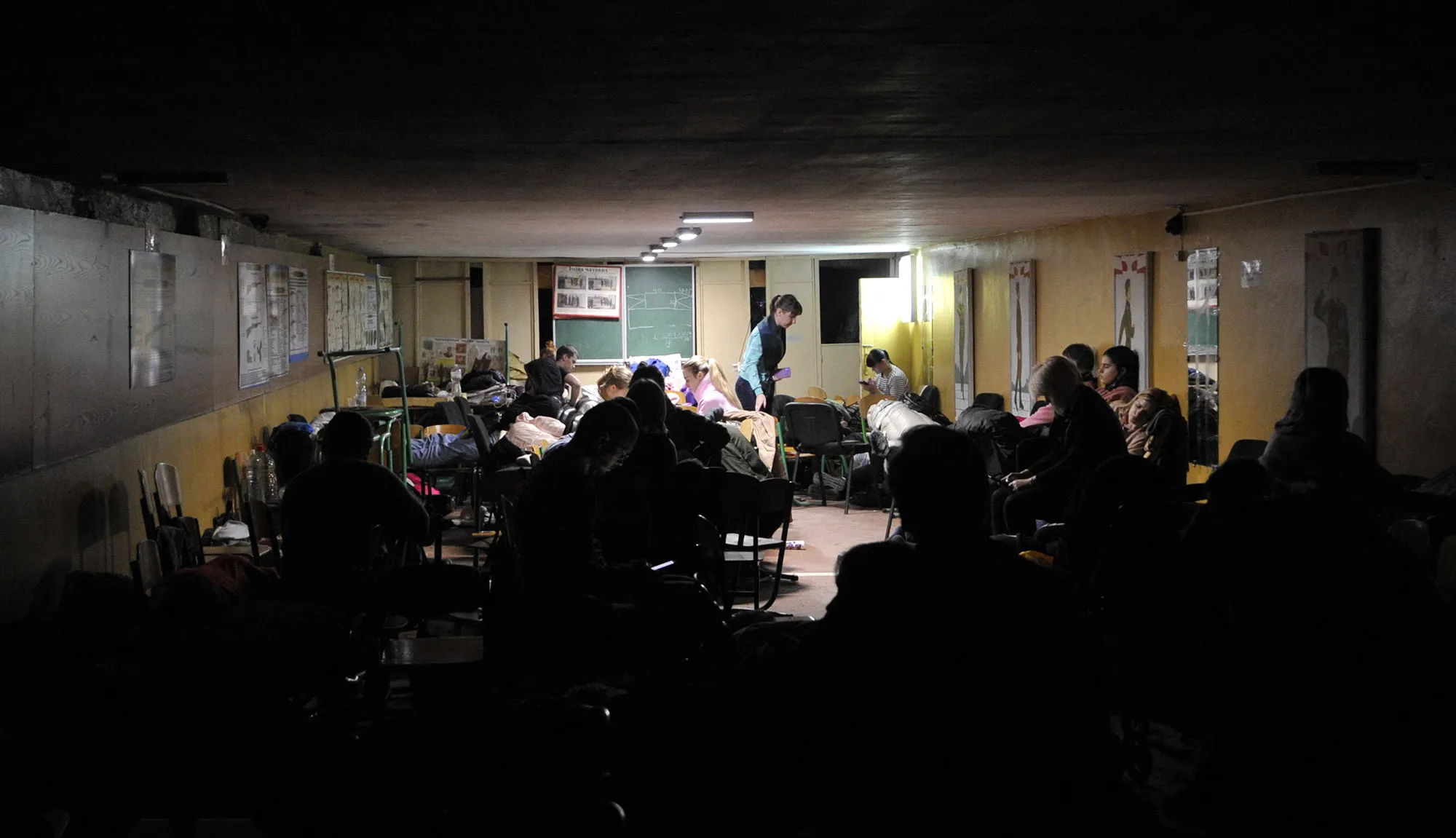 People take&nbsp;shelter in Kyiv on&nbsp;Feb.&nbsp;25.