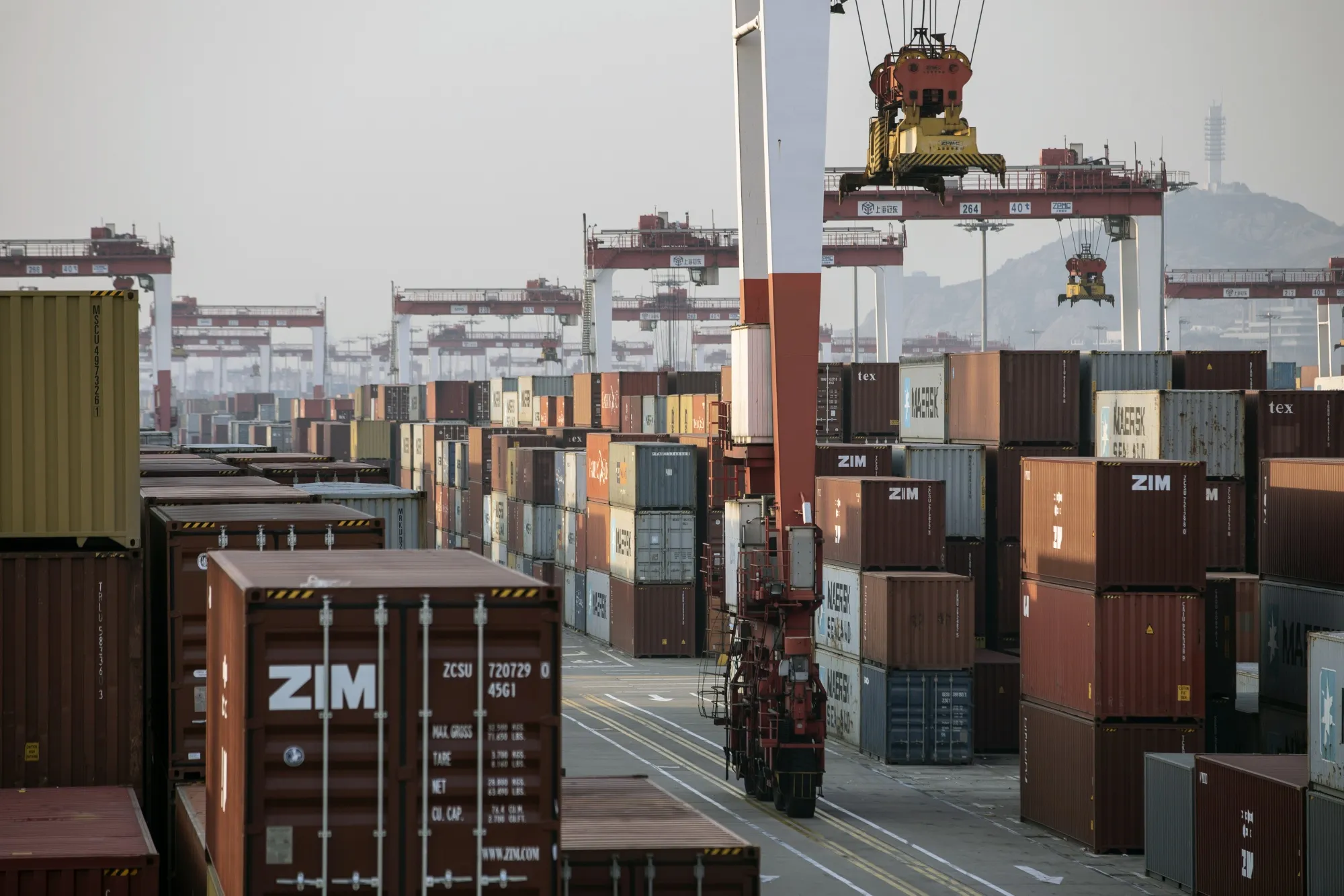 Shipping containers at the Yangshan Deepwater Port in Shanghai, China.