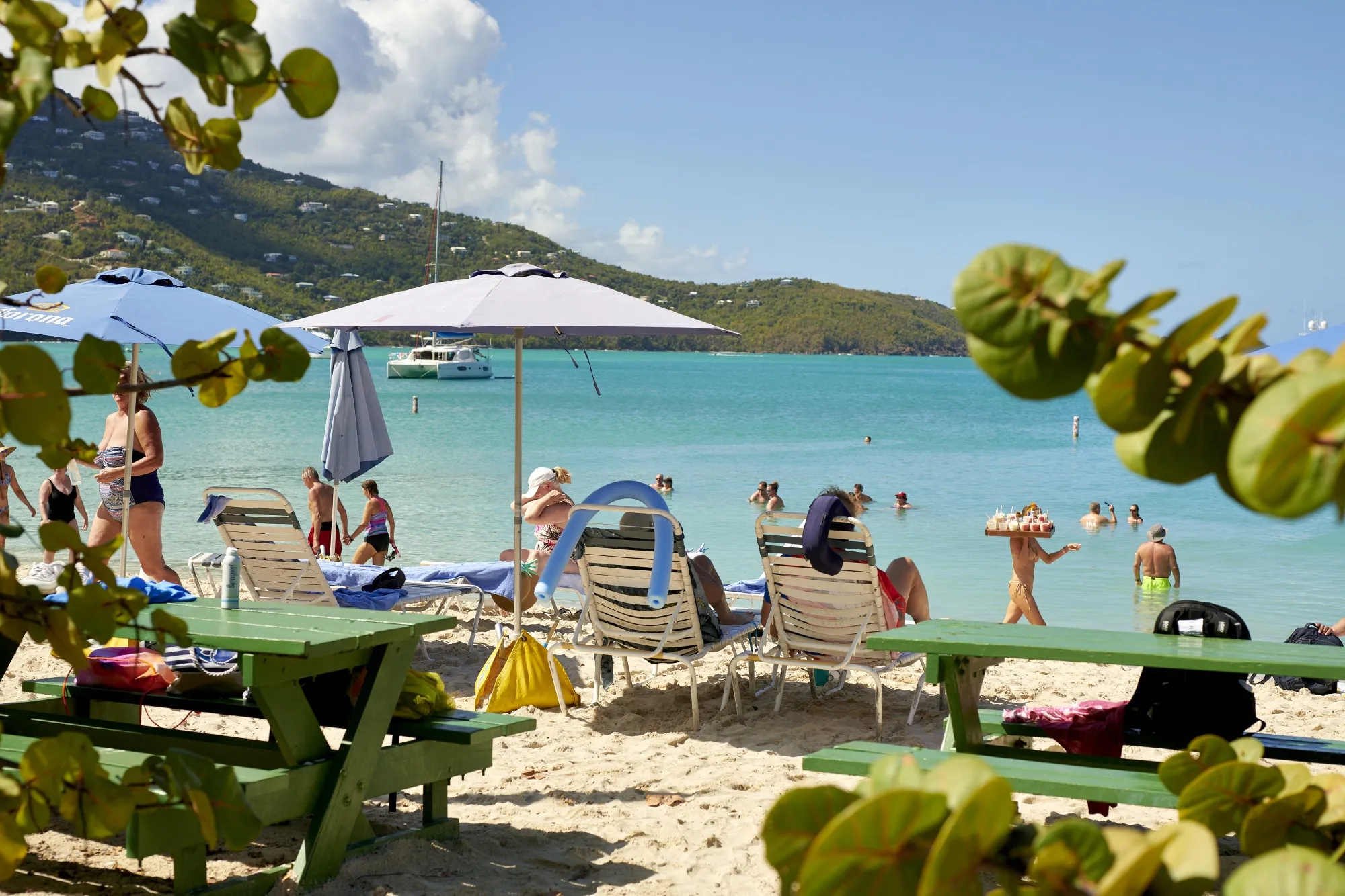 Tourists at Magens Bay beach in Saint Thomas, U.S. Virgin Islands.
