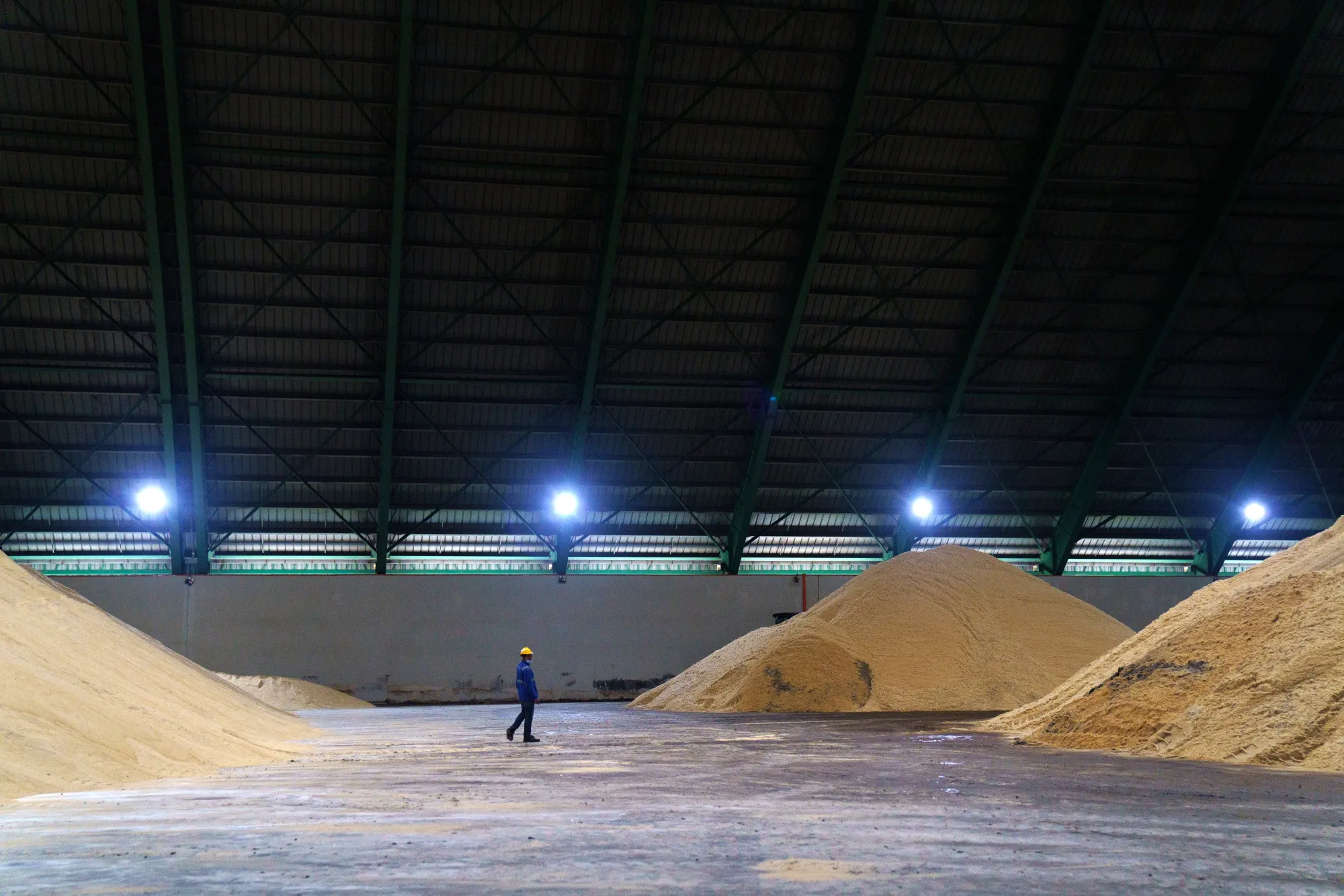 Raw sugar in a warehouse at a MSM Malaysia Holdings Bhd. sugar refinery in Pasir Gudang, Johor, Malaysia.