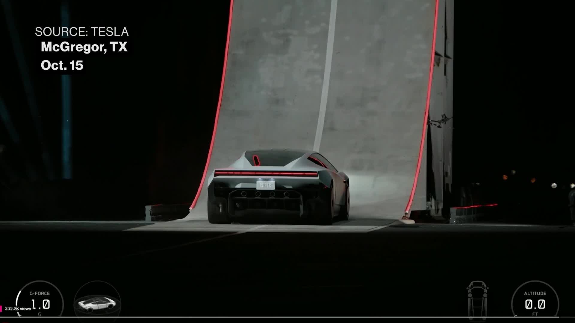 WATCH: Tesla showcases the new Roadster doing a controlled flip.