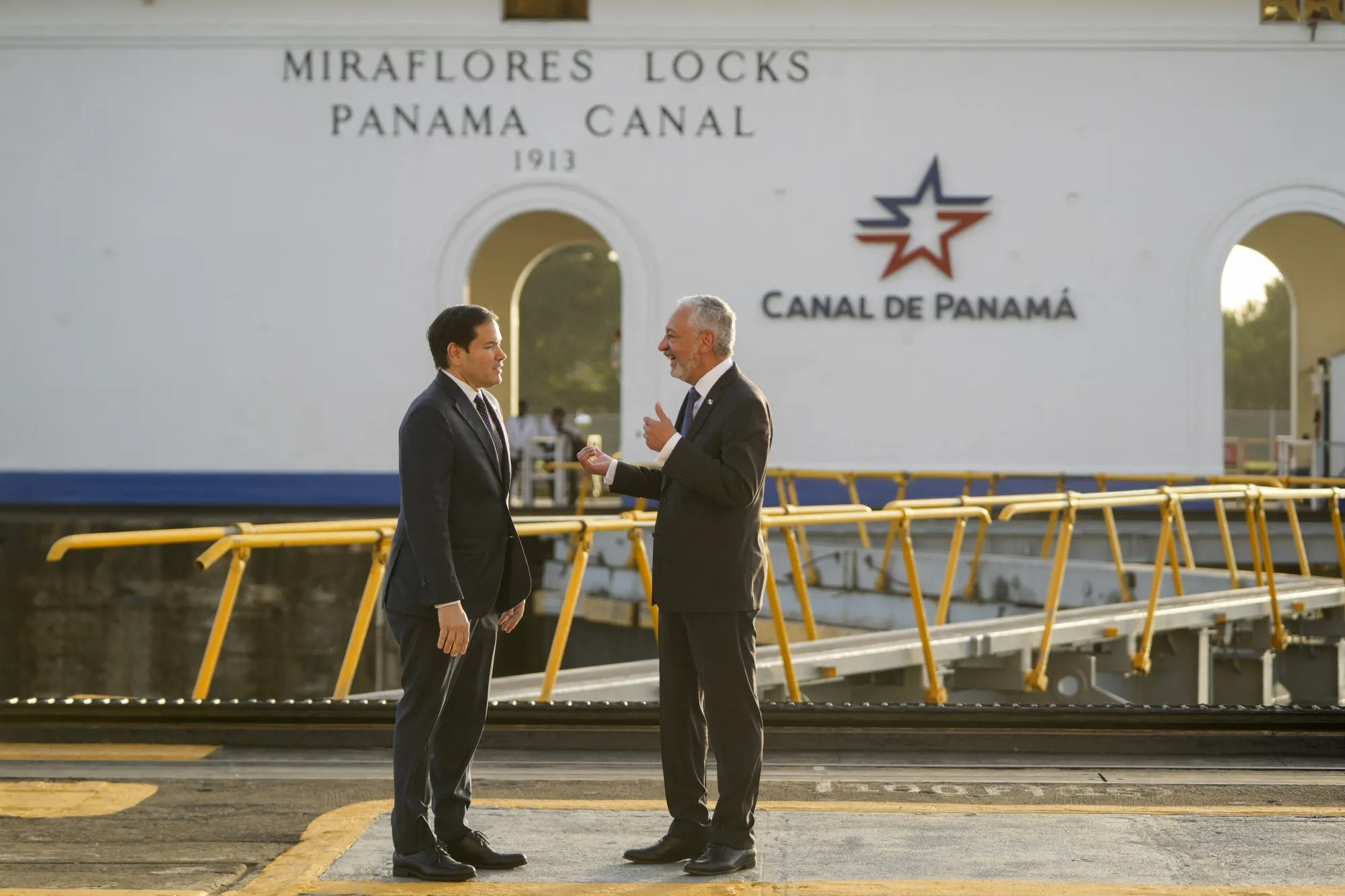 Marco Rubio with Panama Canal Authority Administrator Ricaurte Vasquez on Feb. 2.