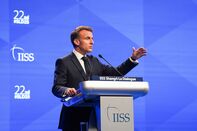 Emmanuel Macron during the IISS Shangri-La Dialogue in Singapore May 30. 