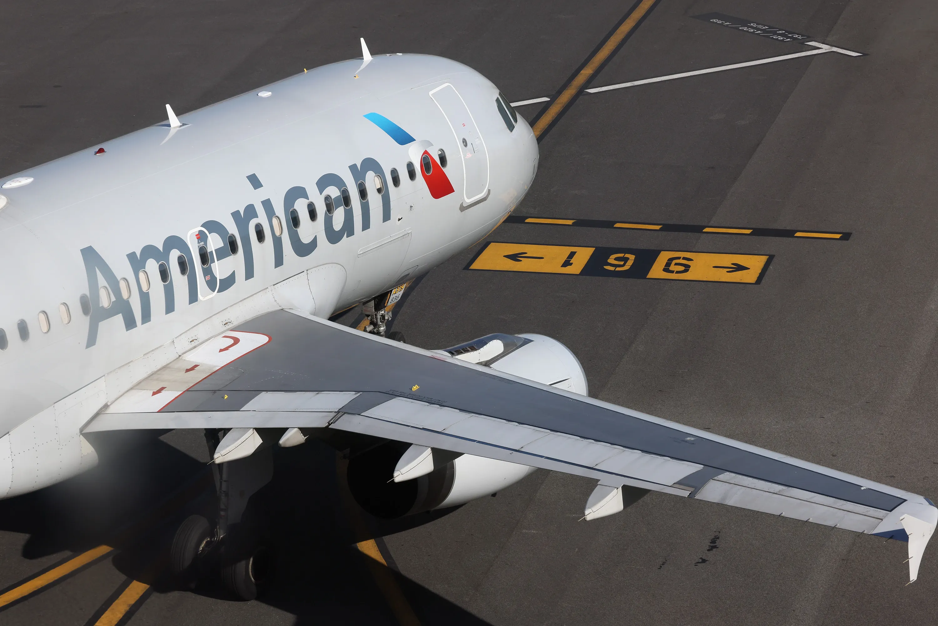 An American Airlines jet&nbsp;at Laguardia Airport in New York City.&nbsp;