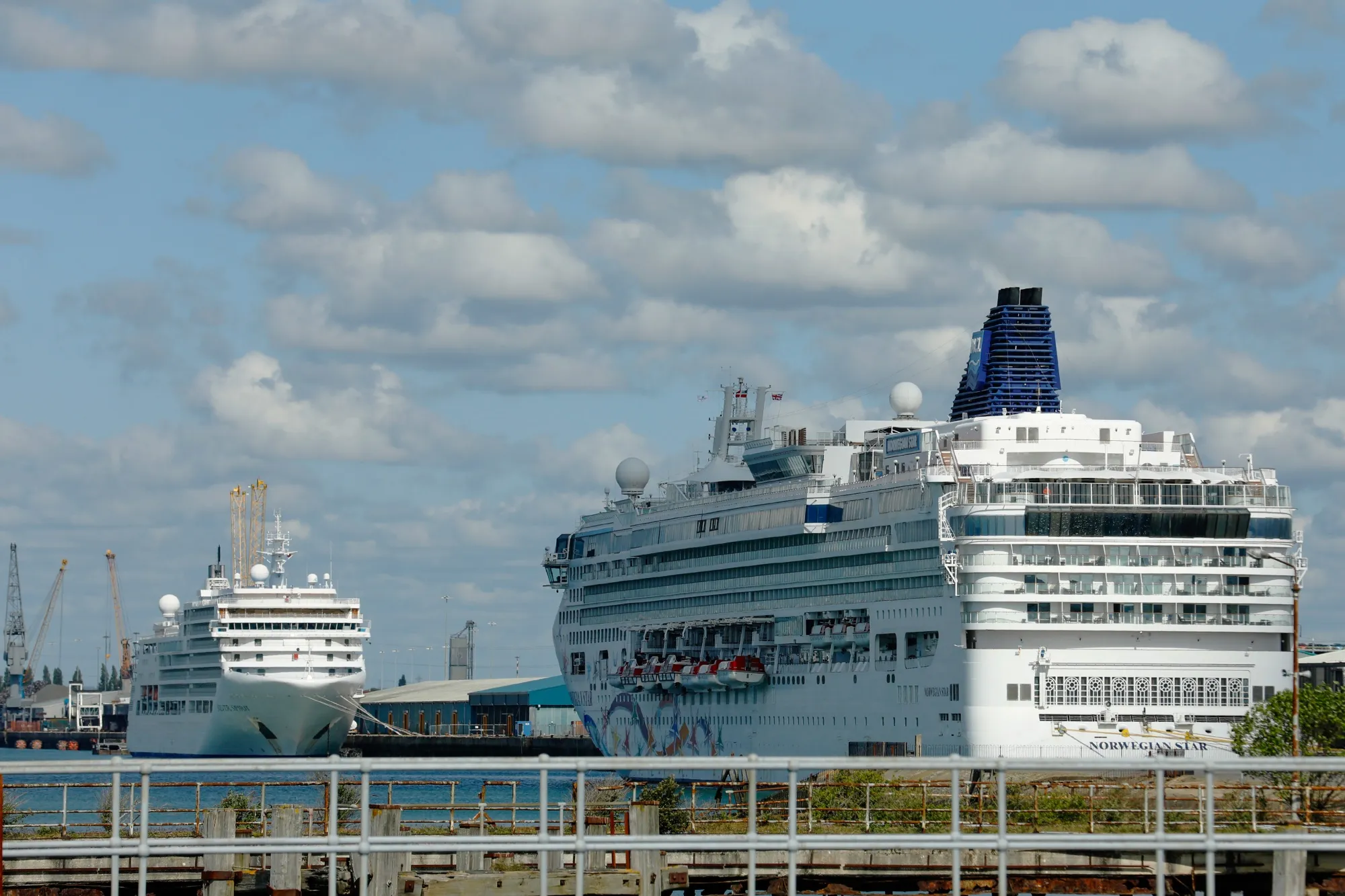 Cruise ships operated by Norwegian Cruise Lines&nbsp;at the Port of Southampton in Southampton, UK.