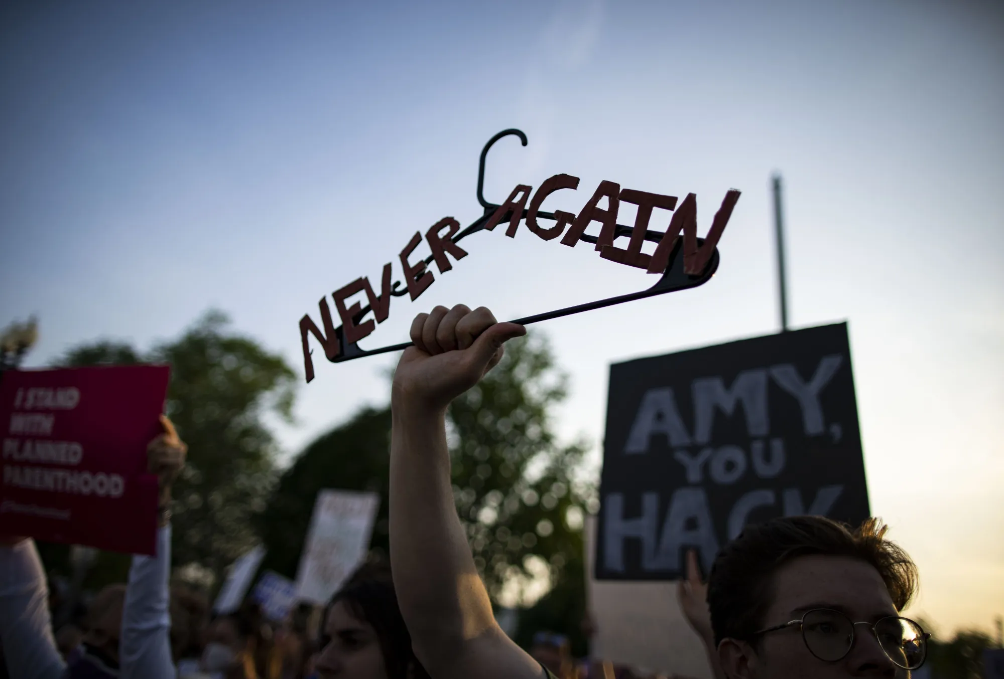 Abortion rights demonstrators during a protest outside the U.S. Supreme Court on May 3.