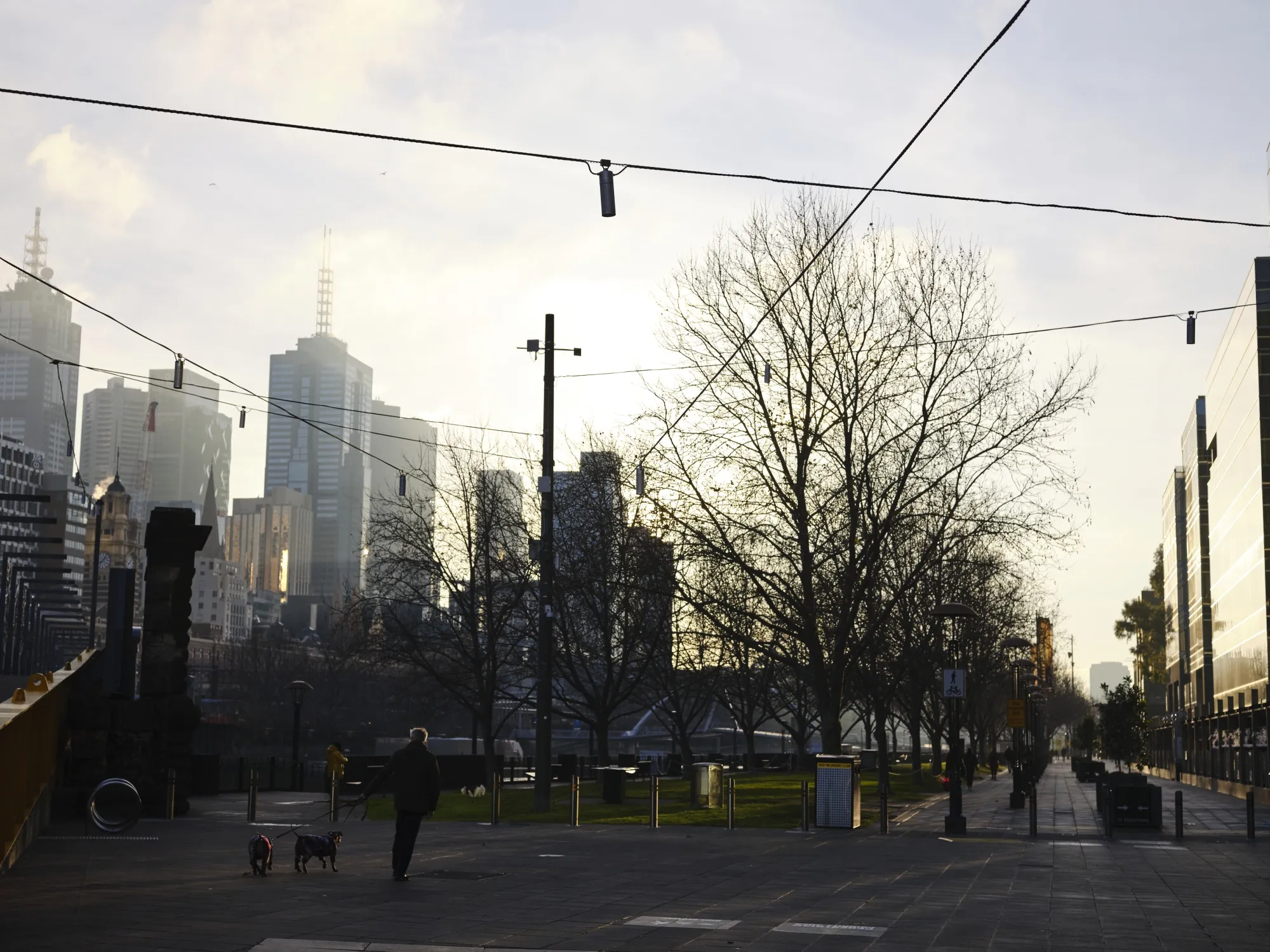A deserted Southbank Promenade in Melbourne, on July 22.