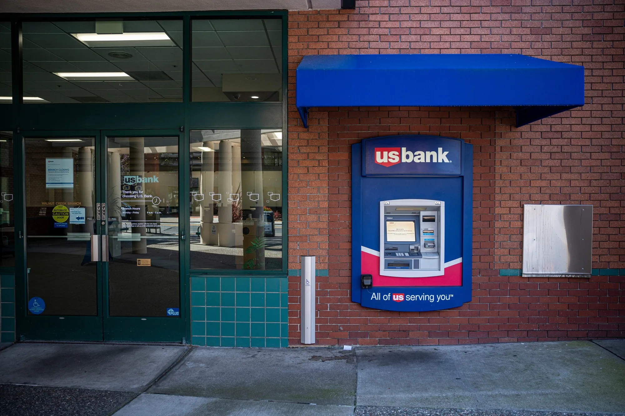 An ATM at a US Bank branch in Walnut Creek, California.