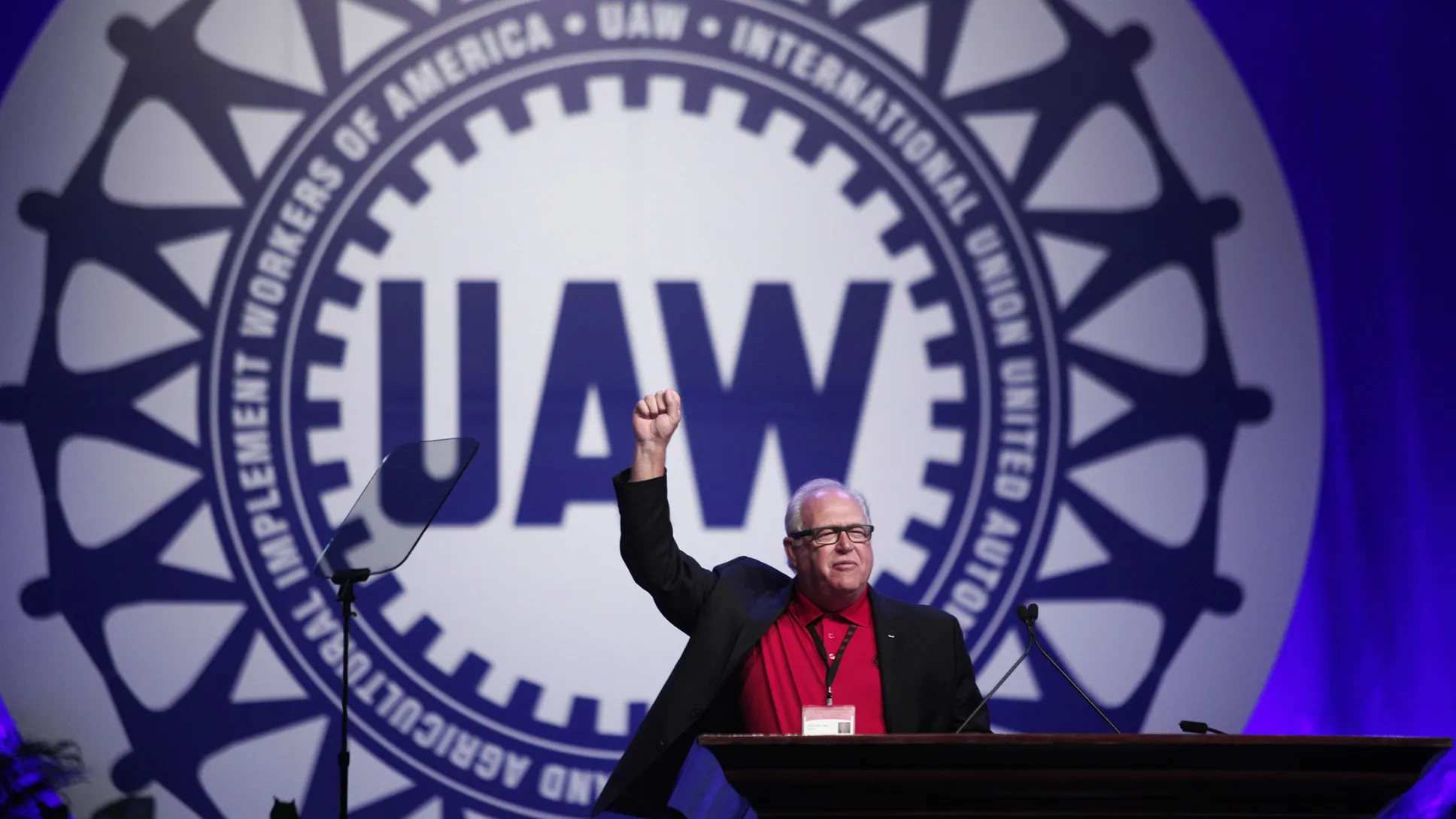 United Auto Workers President Dennis Williams speaks to delegates at the UAW Special Convention on Collective Bargaining at Cobo Center March 25, 2015 in Detroit, Michigan.
