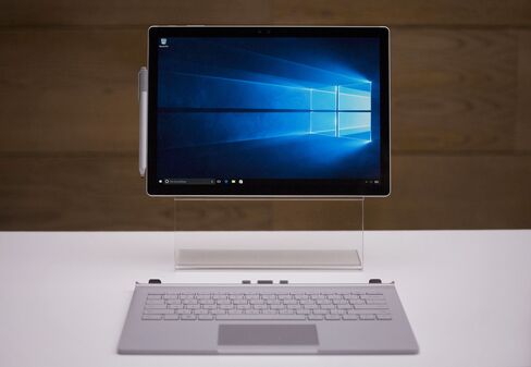 The Microsoft Surface Book laptop.
