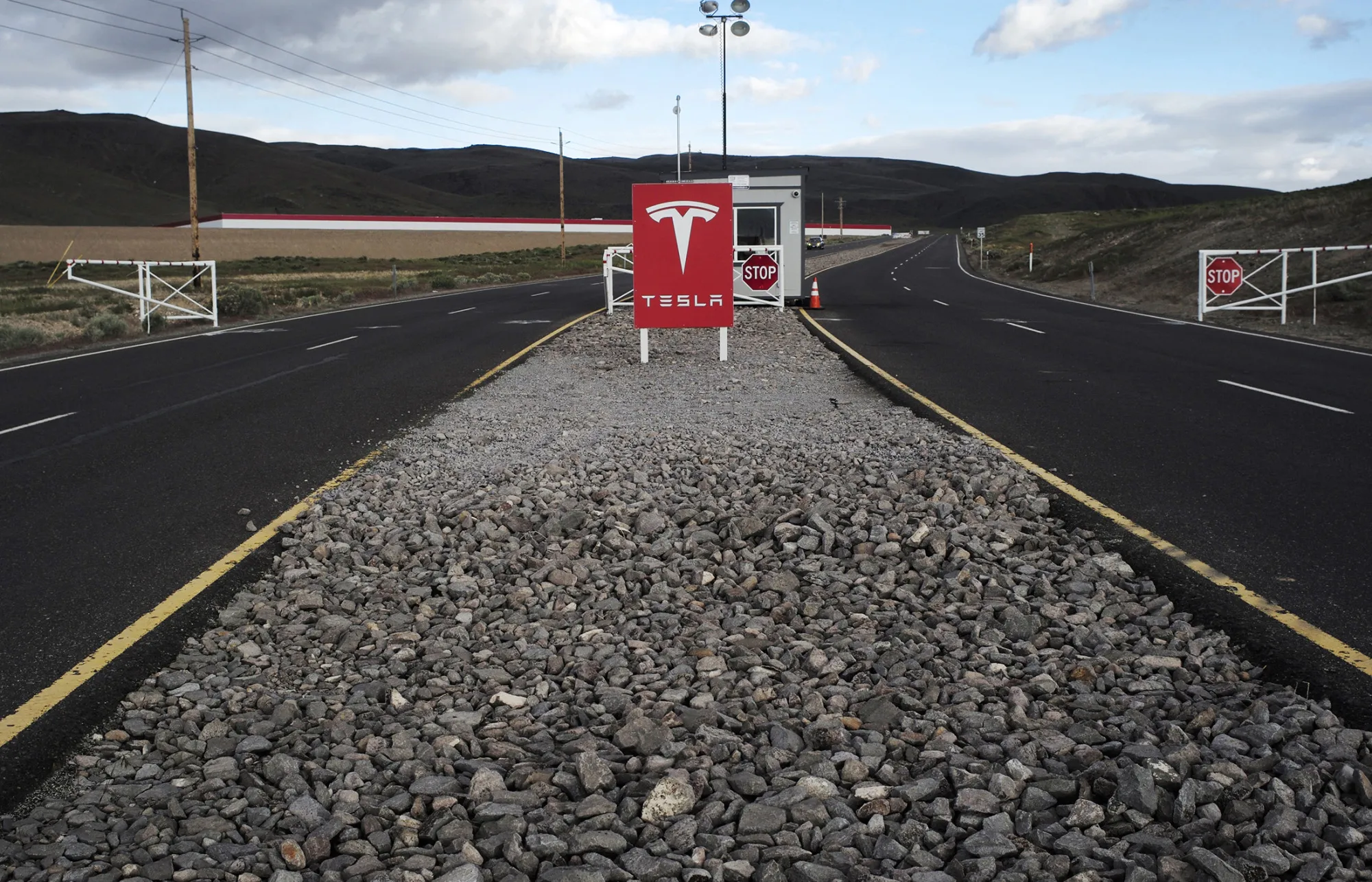 The entrance to Tesla’s Gigafactory in McCarran, Nevada.