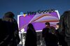 Attendees wait in line to enter the Google play space at CES 2020.