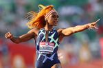 Sha'Carri Richardson runs during the 2020 U.S. Olympic Track &amp; Field Team Trials on June 19.