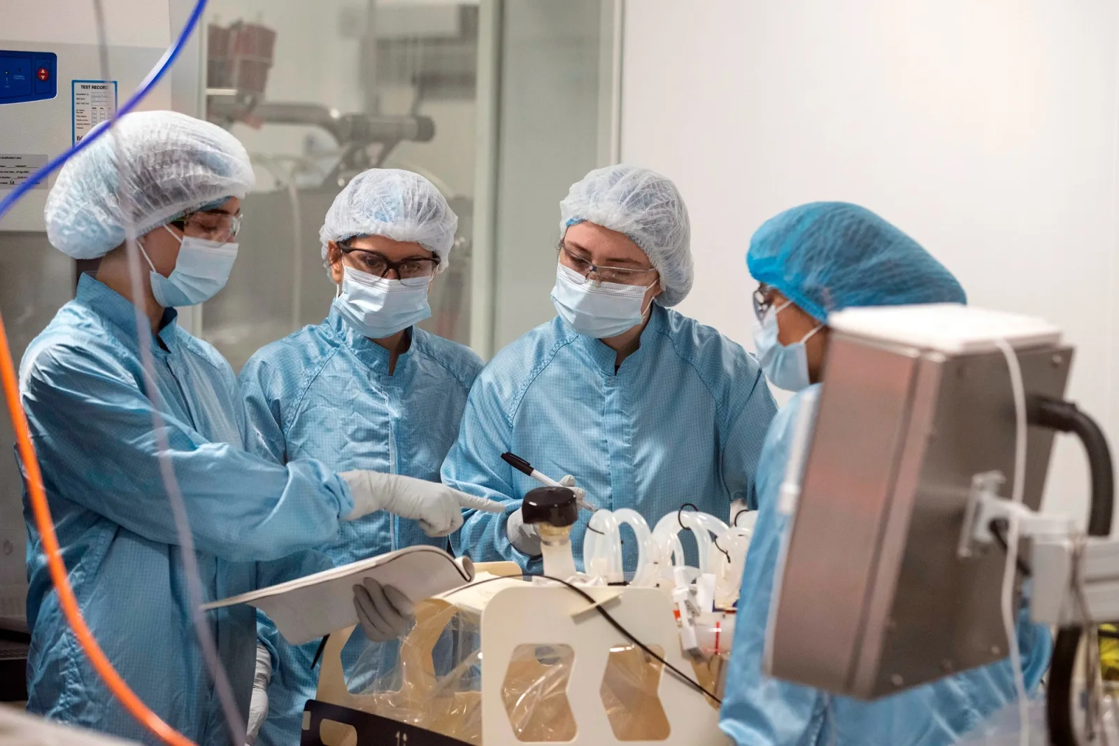 Technicians at Oxford BioMedica&nbsp;in Oxford.