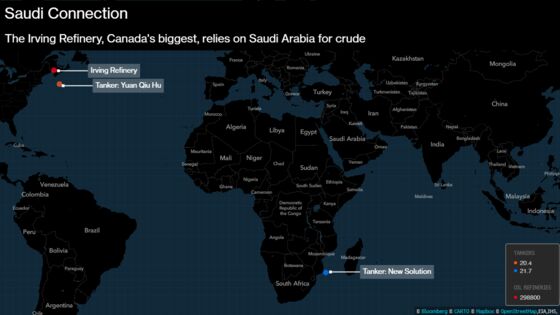 Saudi Disruption Leaves Canada's Biggest Refinery Vulnerable