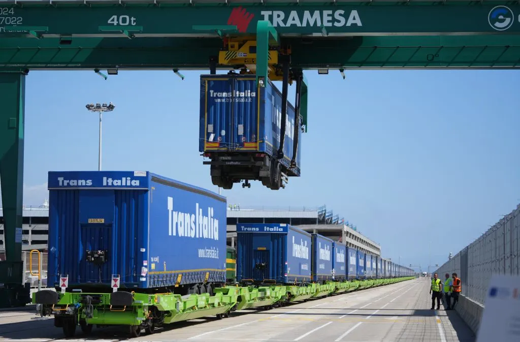 TransItalia trucks at the port of Valencia.