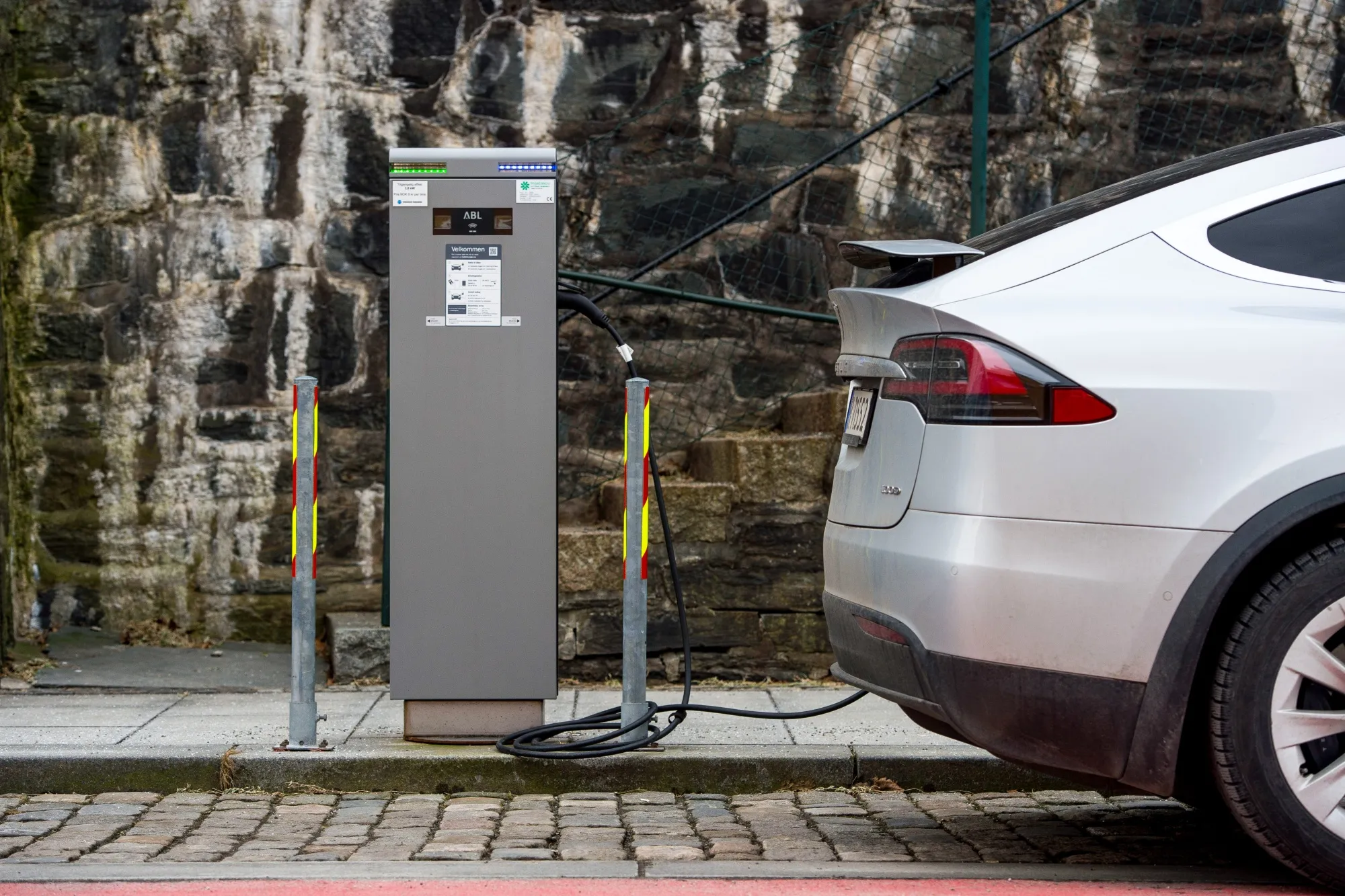 A plug-in electric vehicle charing point in Stavanger, Norway.