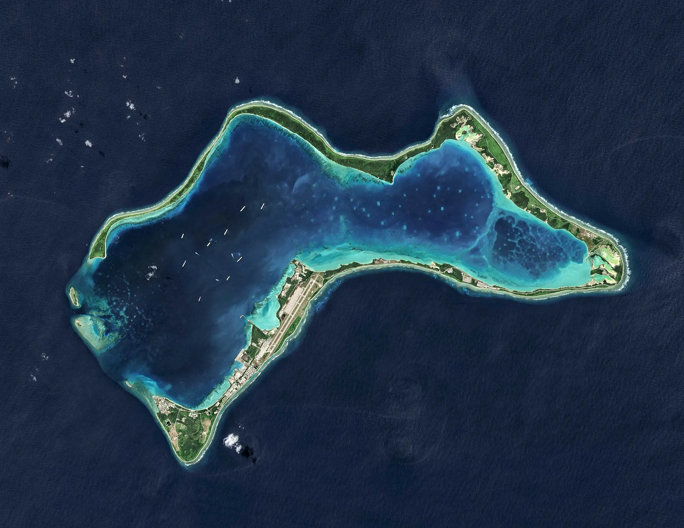 Satellite image of Diego Garcia, the largest of the Chagos islands.