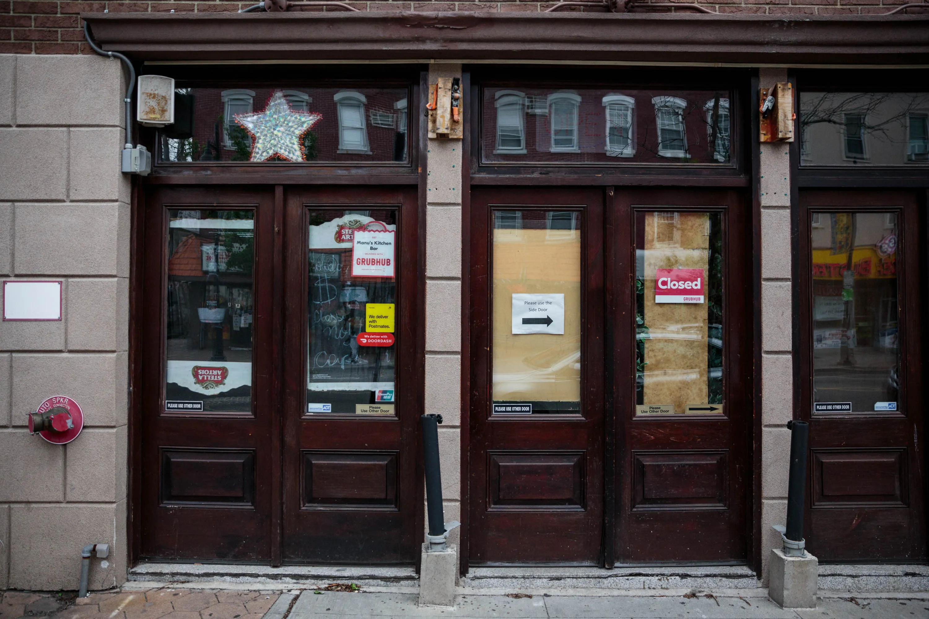 A closed restaurant is seen in the Ironbound district of Newark, New Jersey, on May 6.