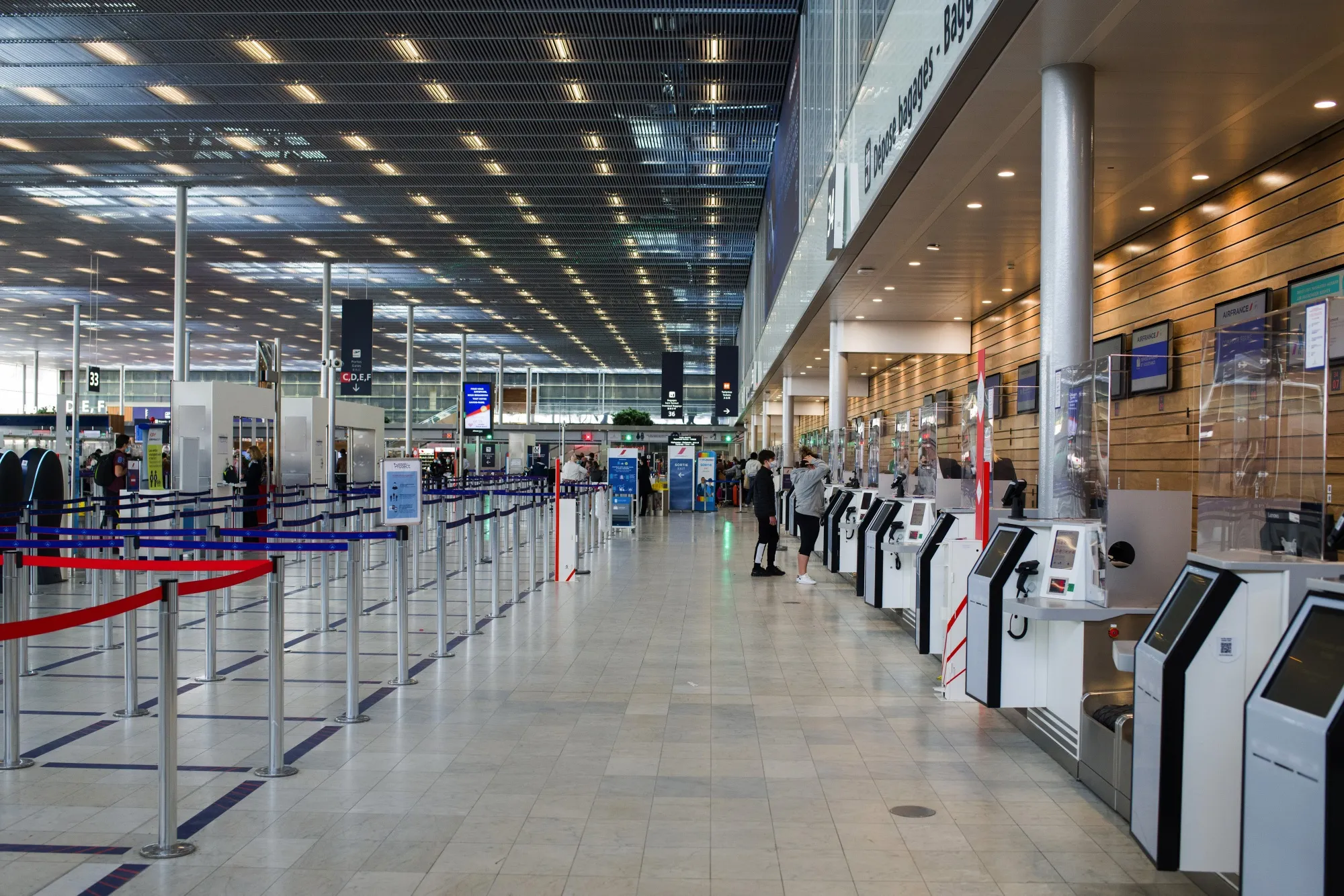 Travelers&nbsp;in Terminal 3 at Orly Airport in Paris on April 9.