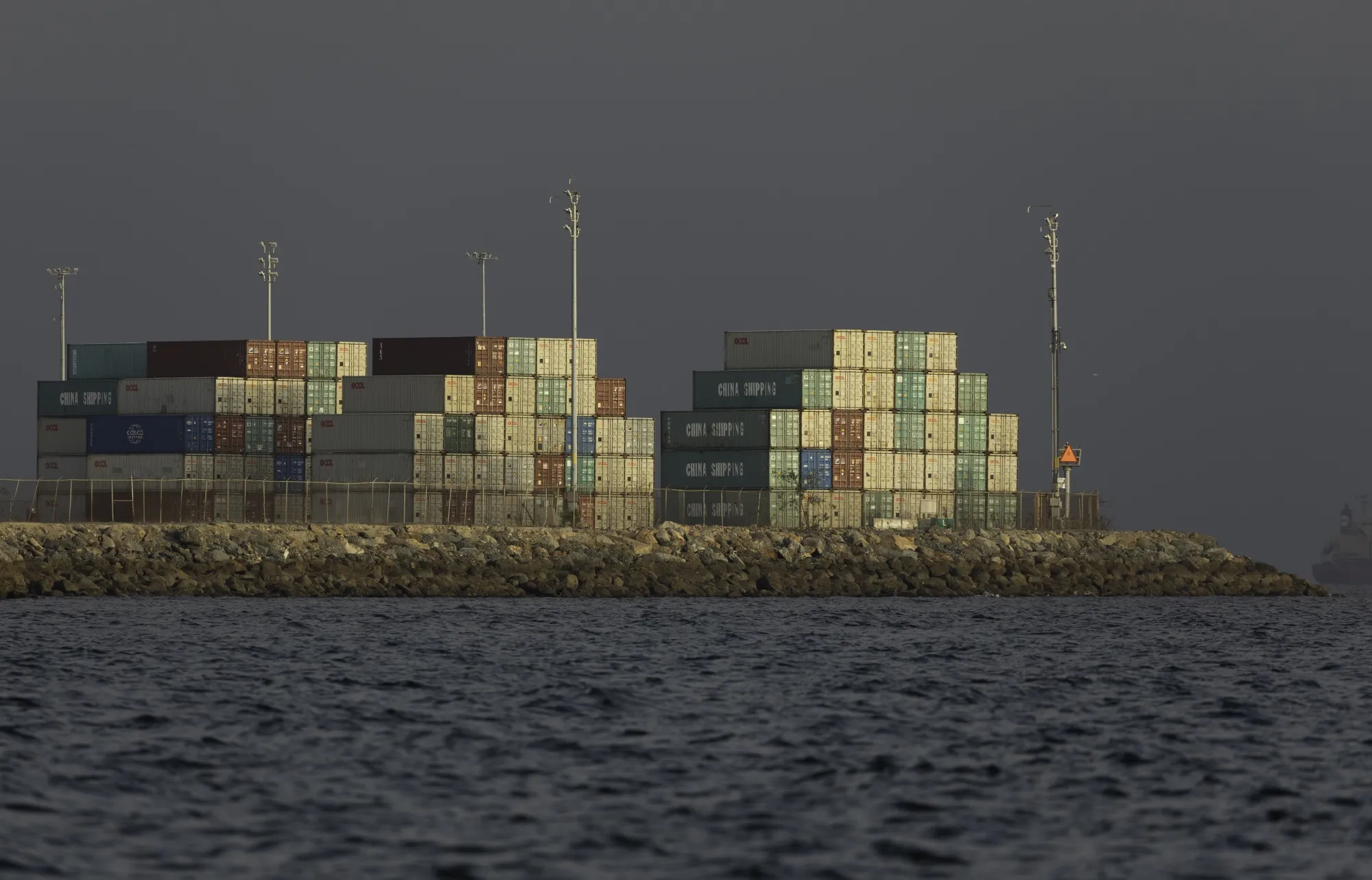 Shipping containers at the Port of Long Beach in Long Beach, California, US.