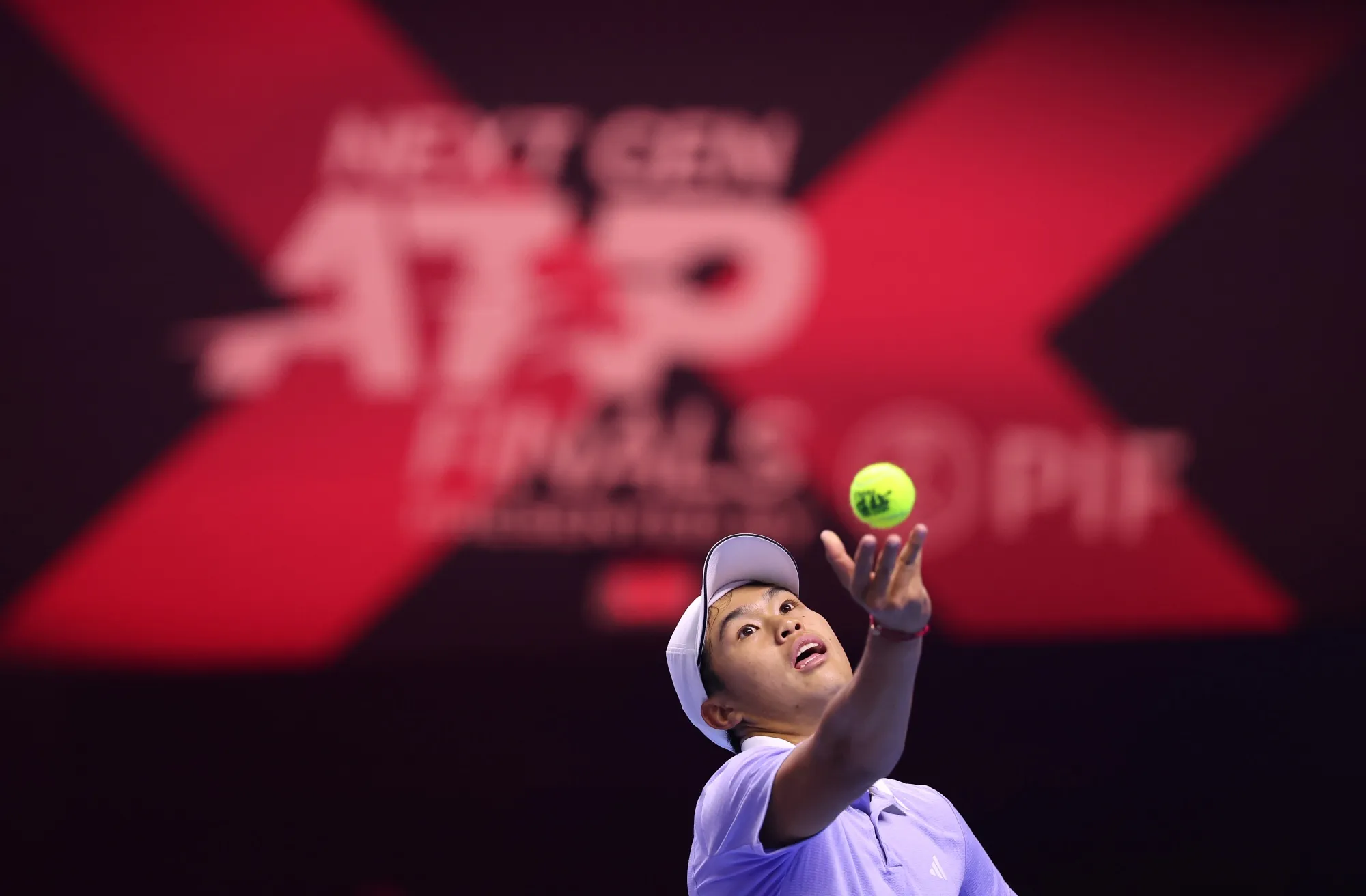 Learner Tien serves against Joao Fonseca during the final of the Next Gen ATP Finals, in Jeddah, in December.