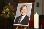 A portrait of David Amess during a memorial&nbsp;service at St Michael's Church in Chalkwell in Leigh-on-Sea, on Oct.&nbsp;17, 2021.