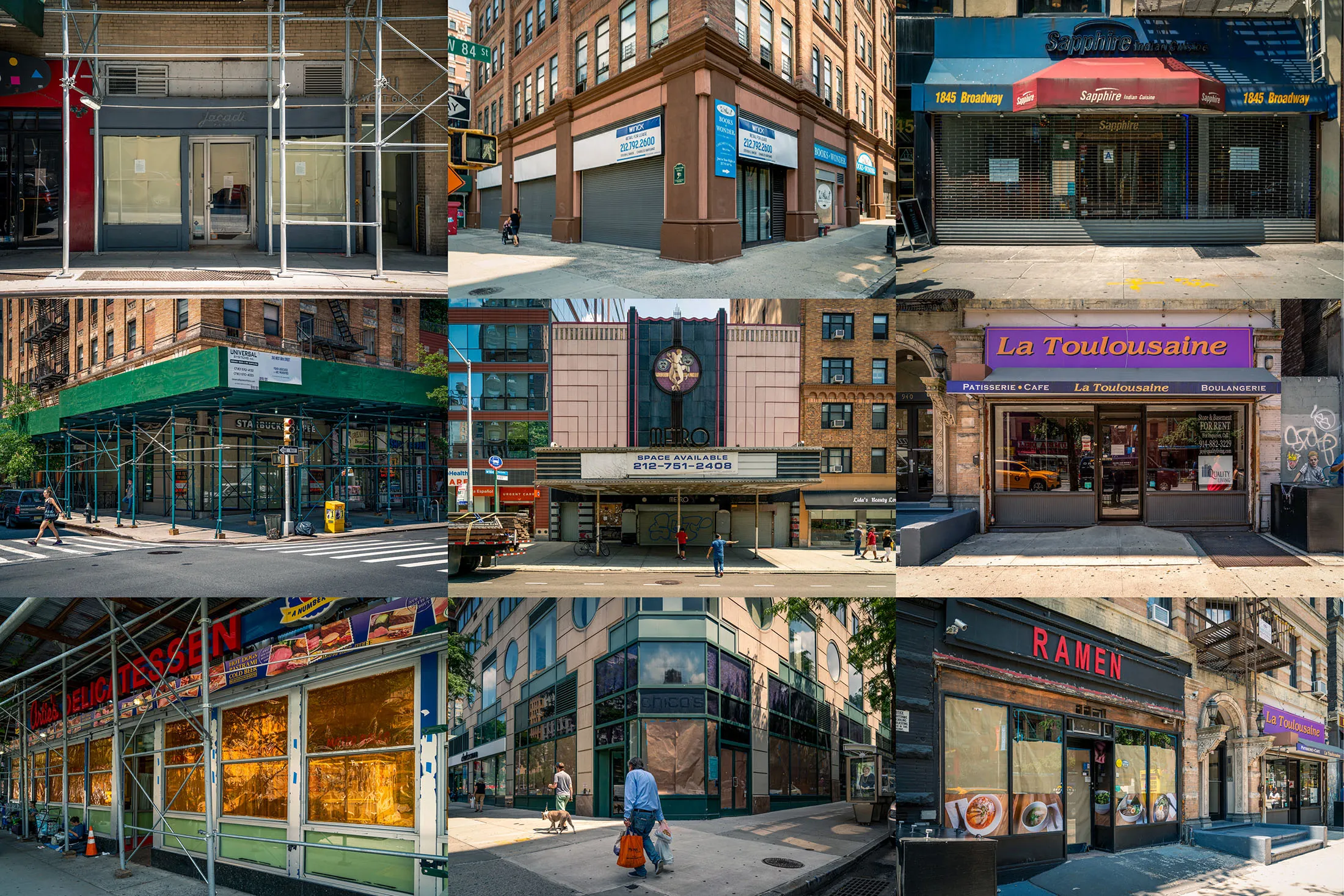 Vacant storefonts in New York City.