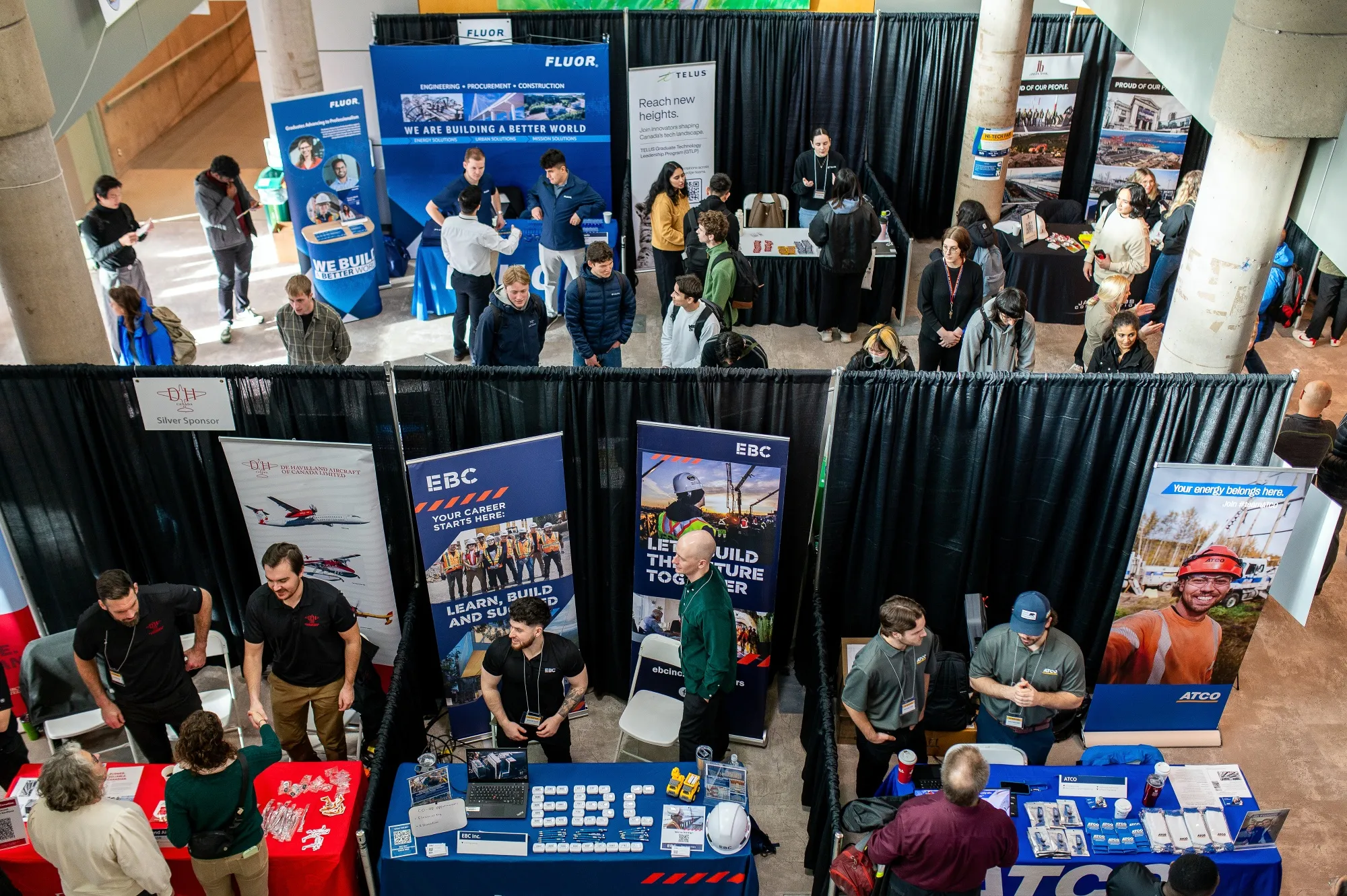 Students at a career fair at the University of Victoria.