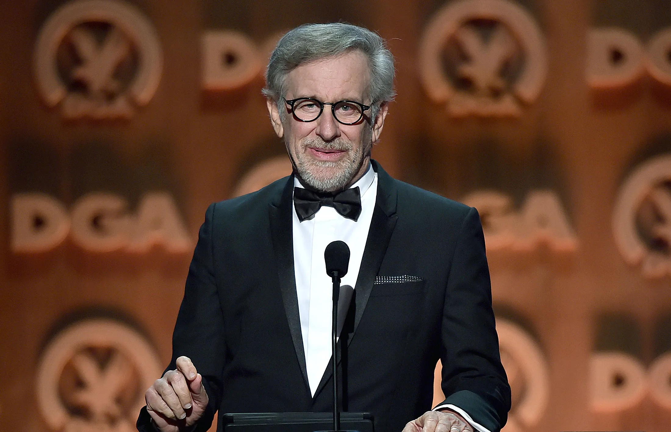 Director Steven Spielberg speaks onstage at the 67th Annual Directors Guild Of America Awards at the Hyatt Regency Century Plaza on Feb. 7, 2015 in Century City, California.
