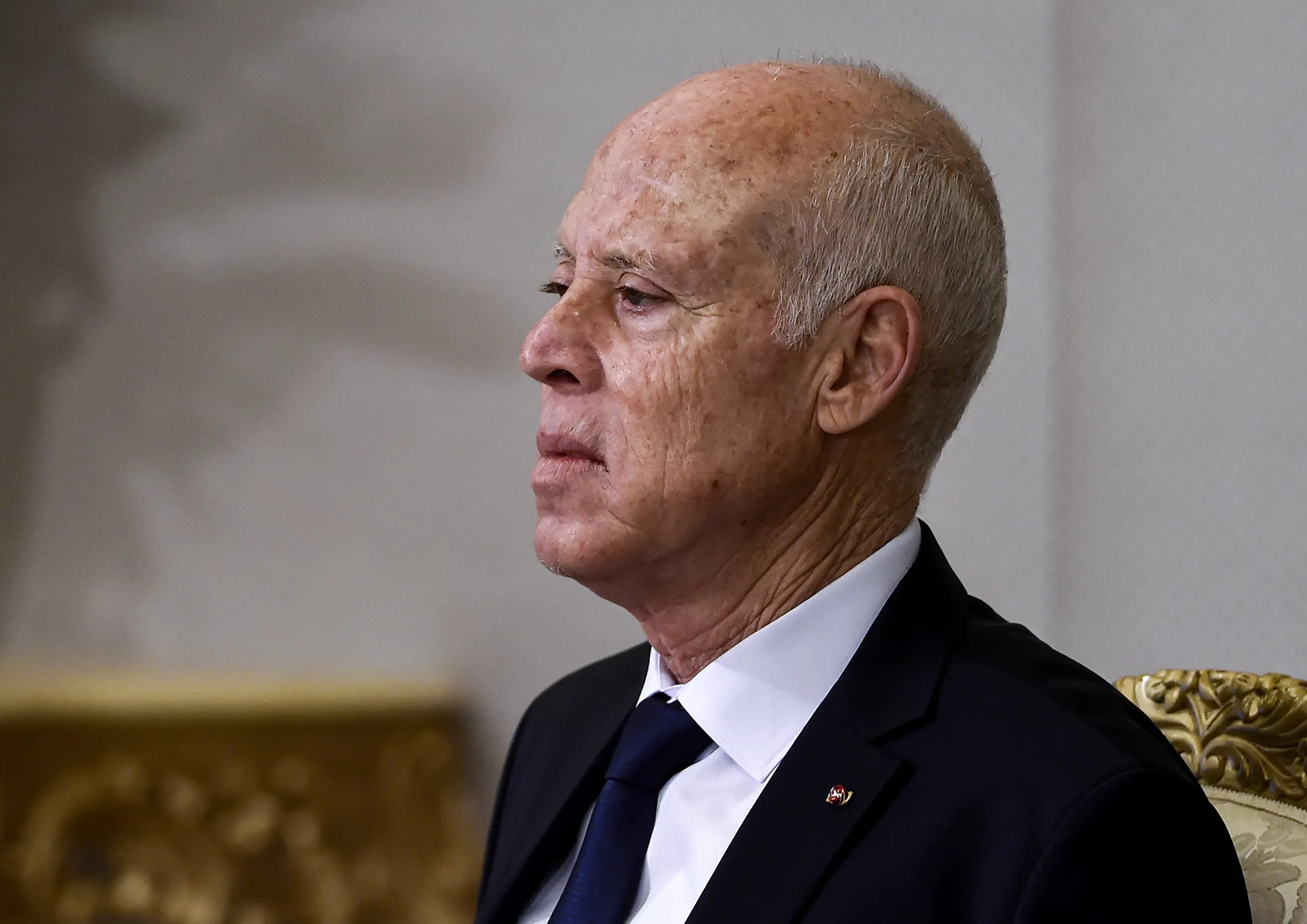 Kais Saied attends the new government swearing-in ceremony at Carthage Palace in Tunis on Sept. 2.