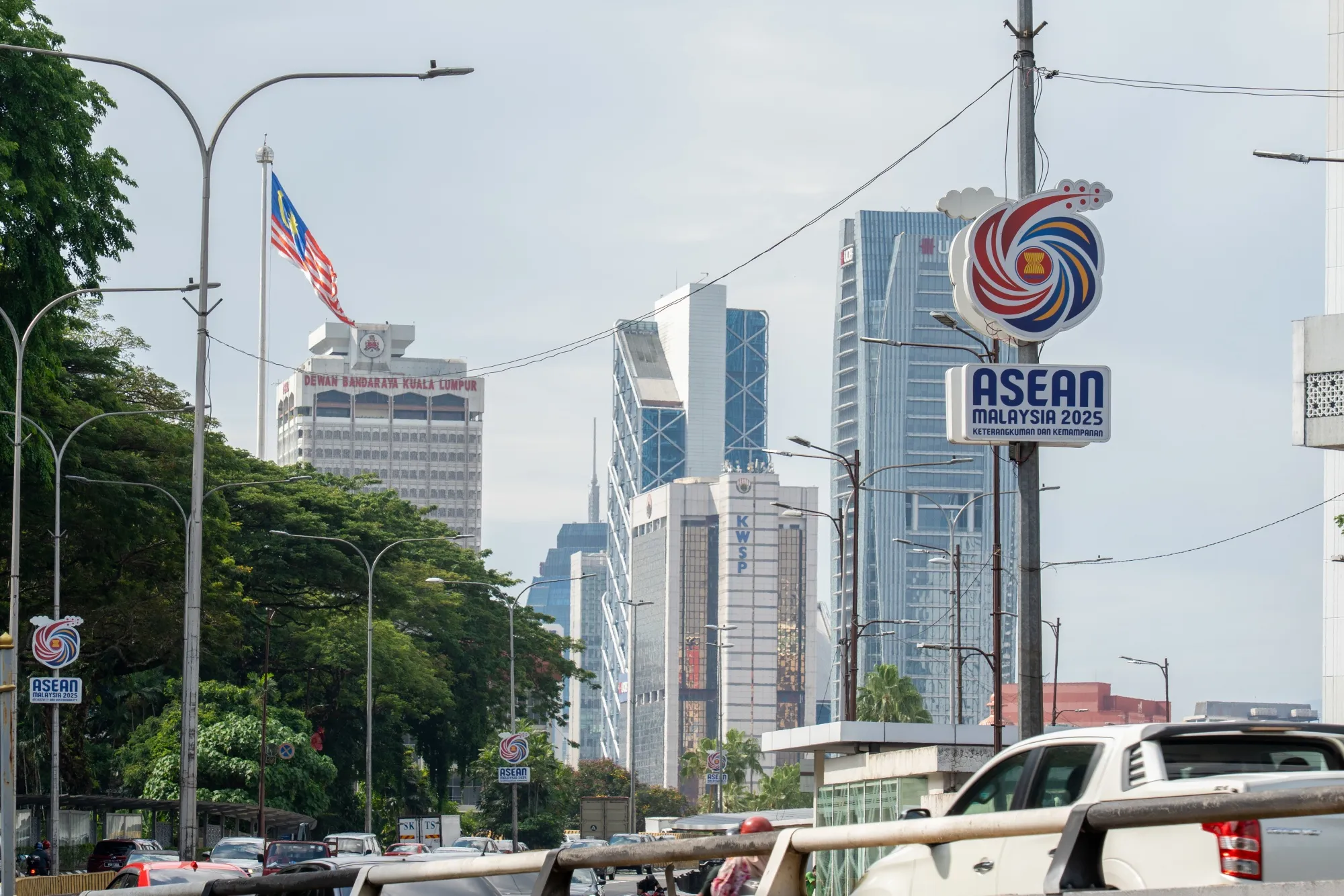 Signage for the 46th Association of Southeast Asian Nations (ASEAN) Summit in Kuala Lumpur, Malaysia.