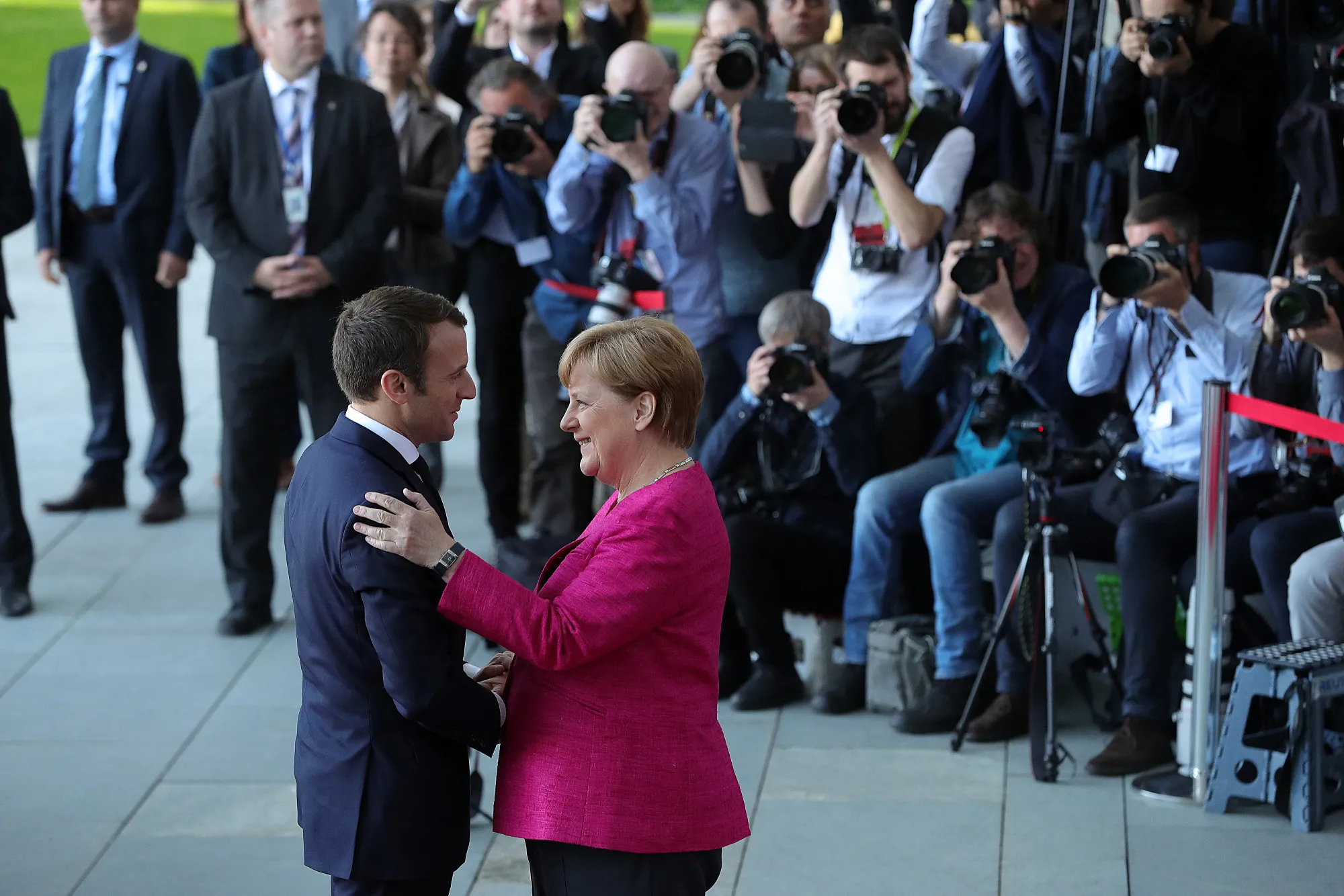 Angela Merkel and Emmanuel Macron.
