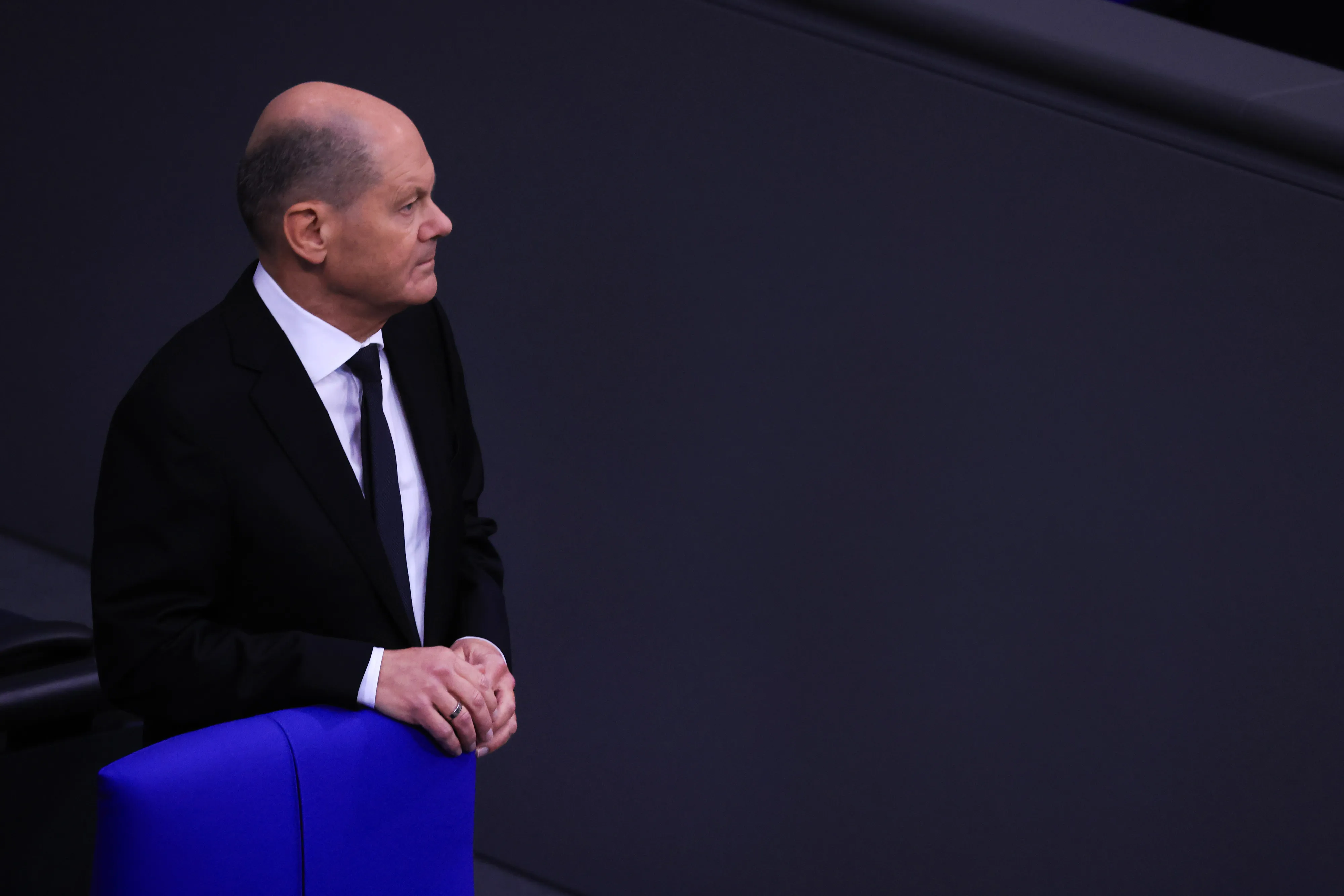 Olaf Scholz in the Bundestag on Jan. 31.