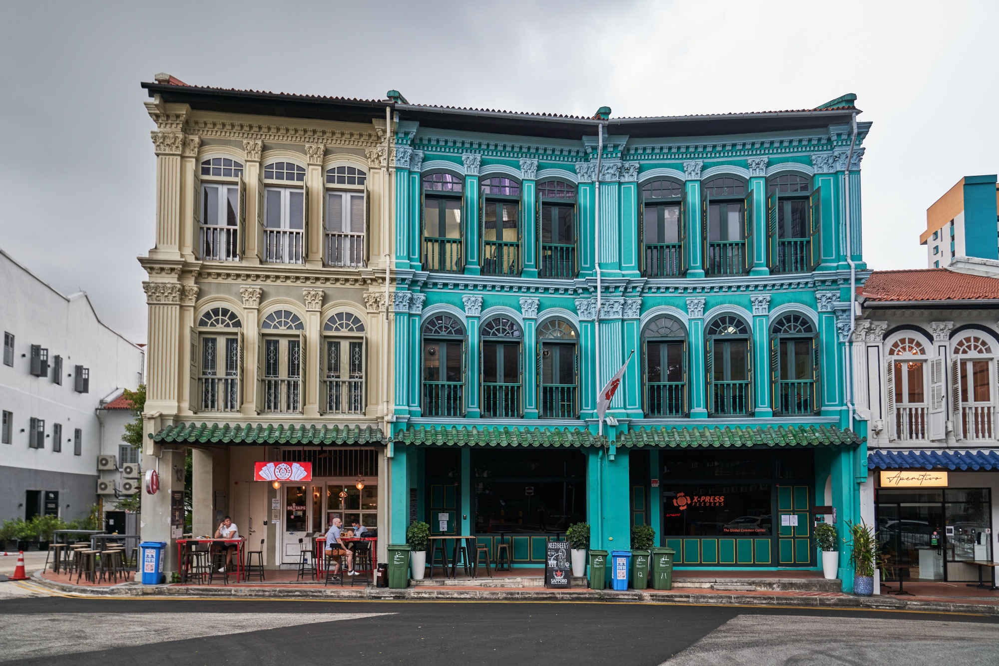 Bars and restaurants on a near empty street in Singapore, on Sept. 28.