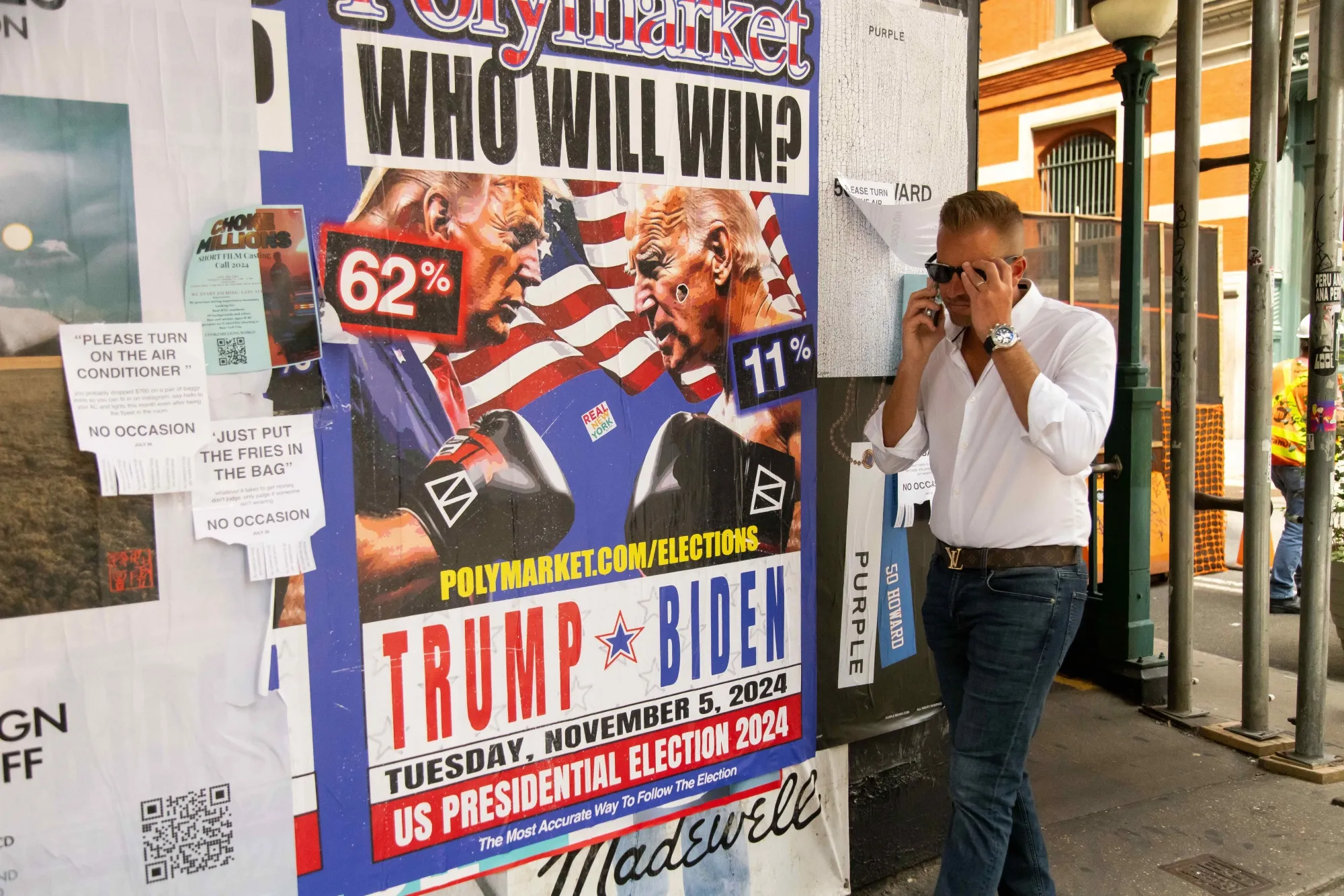 2024年米大統領選のオッズを示すポリマーケットの広告