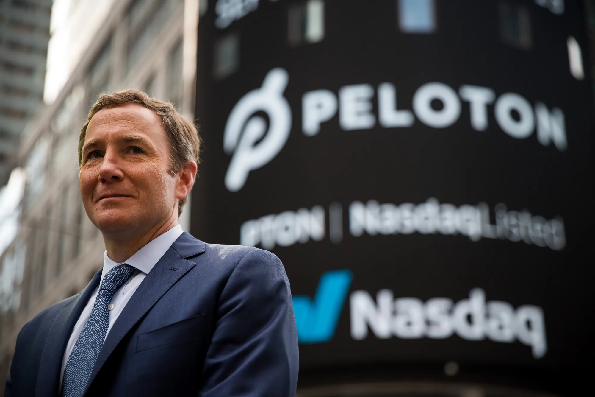 Highs, and now lows: Peloton CEO John Foley when the company had its IPO in 2019, before the pandemic.