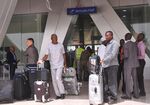 Passengers arrive at the airport in Kaduna.