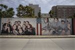 Murals along the walls at a quiet U.S. embassy in Kabul on July 30.