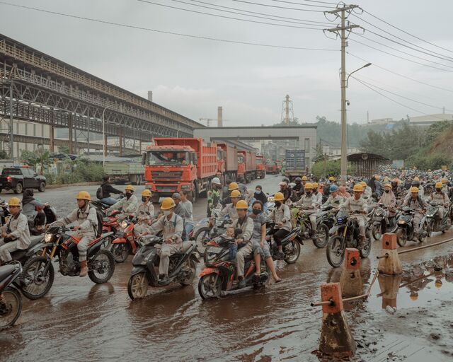 Workers on their way to IMIP.