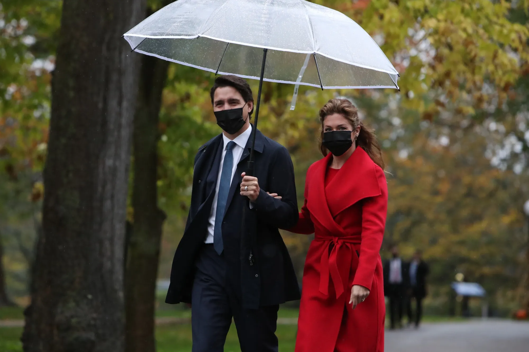 Justin Trudeau and his wife, Sophie Gregoire Trudeau, arrive at Rideau Hall in Ottawa on Oct. 26.