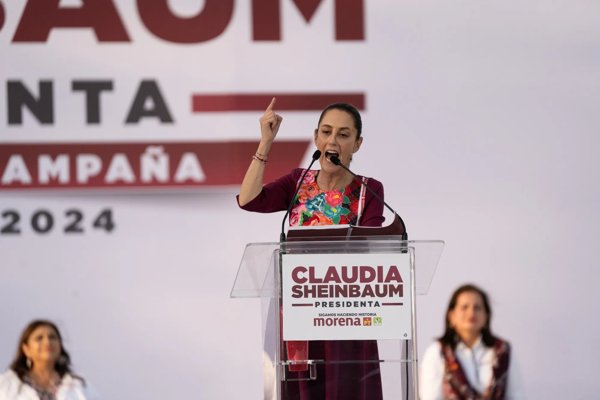 Claudia Sheinbaum, former mayor of Mexico City and presidential candidate for the Morena party, speaks during a campaign launch event in Mexico City, Mexico, on Friday, March 1, 2024.&nbsp;