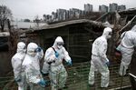 South Korean soldiers spray antiseptic solution in Guryong slum, Seoul on March 3.