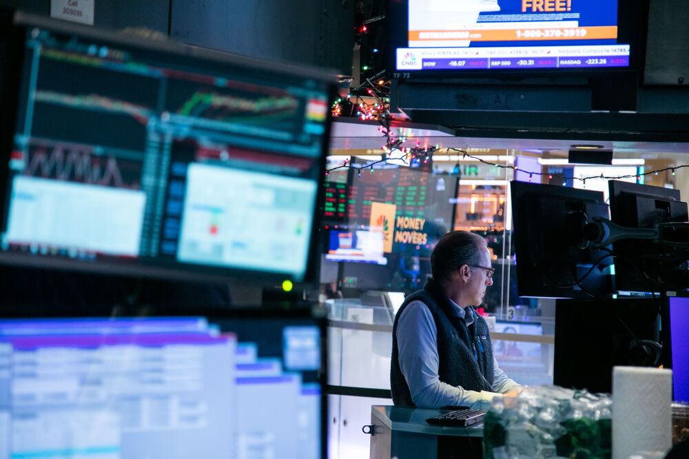 A trader works on the floor of the New York Stock Exchange (NYSE) in New York, US.