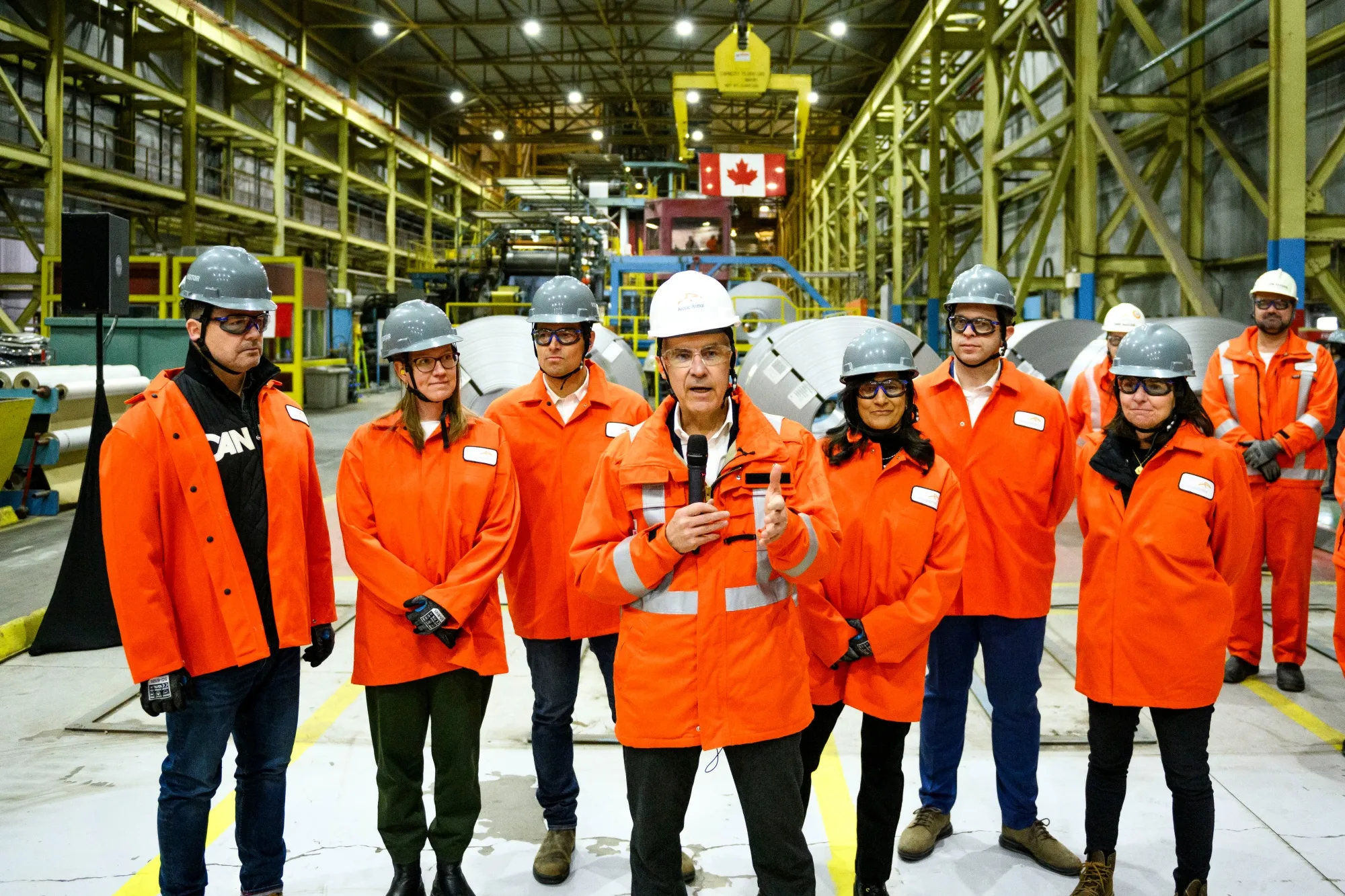 Mark Carne speaks at an ArcelorMittal Dofasco steel facility in Hamilton, Ontario, in March.